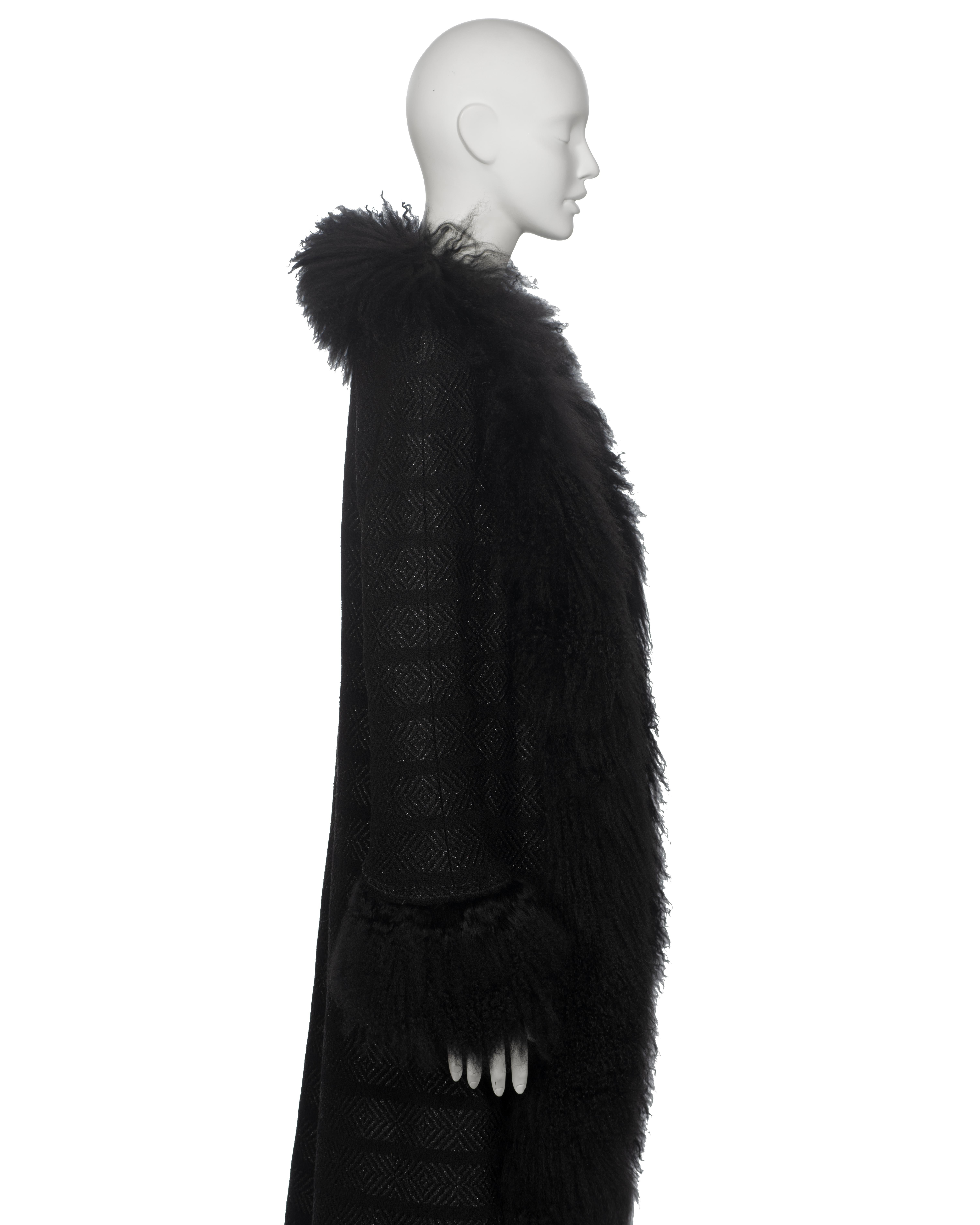 Chanel by Karl Lagerfeld Black Tweed Wool and Tibetan Lamb Fur Coat, fw 2008 4
