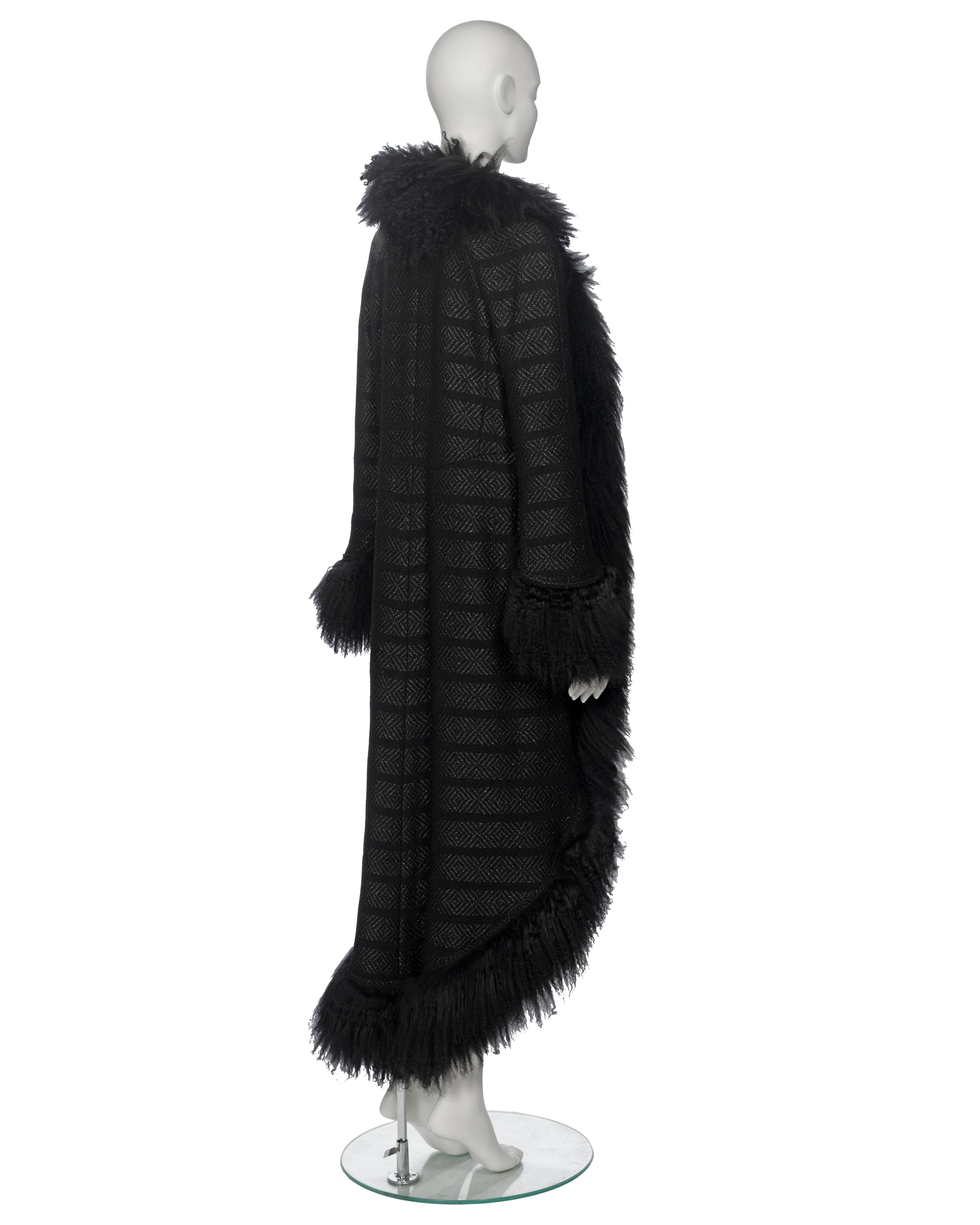 Chanel by Karl Lagerfeld Black Tweed Wool and Tibetan Lamb Fur Coat, fw 2008 5