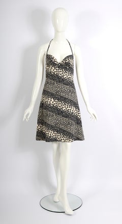 Chanel by Karl Lagerfeld S/S 2003 Blue White Floral Logo Bodycon Mini Dress