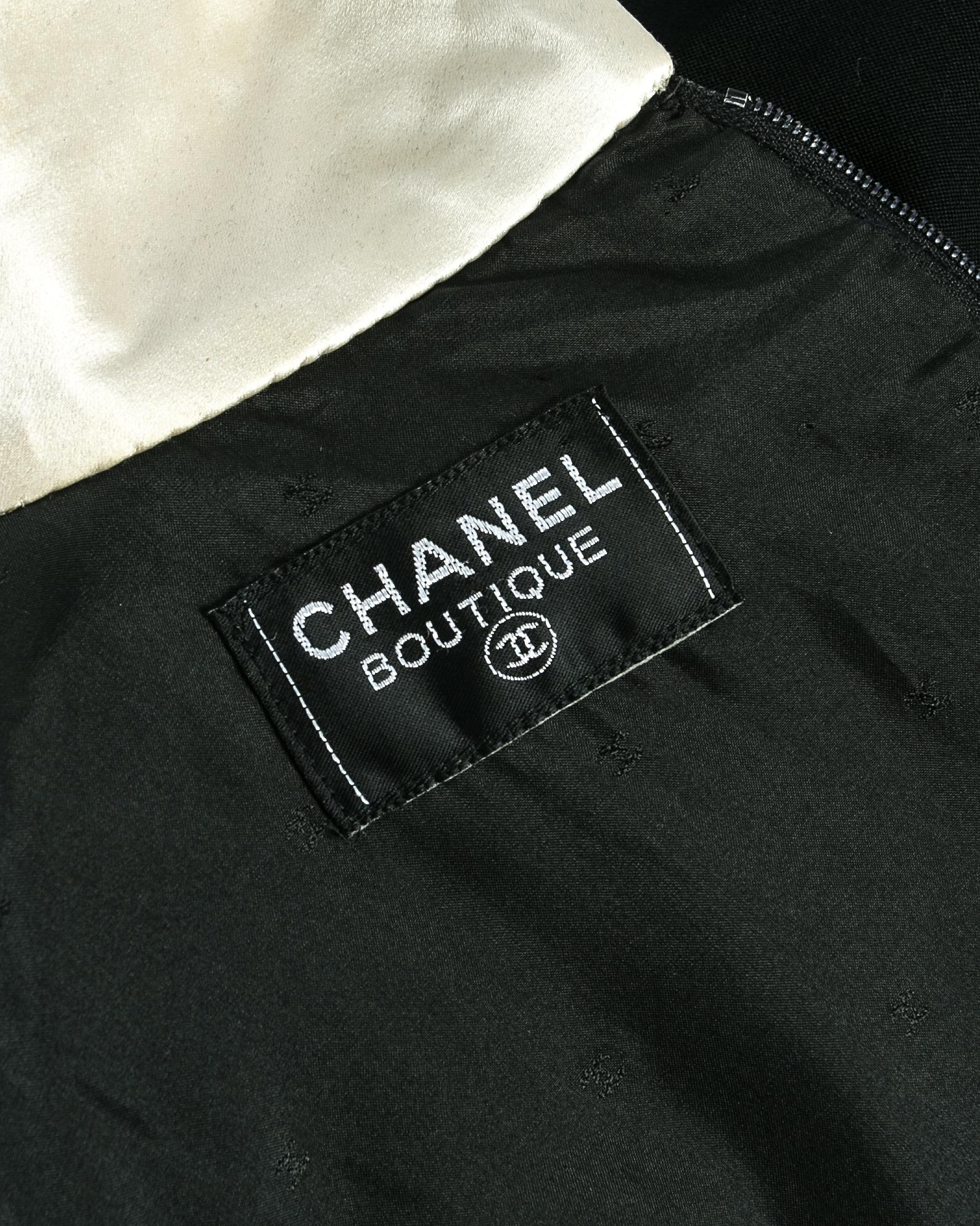 Chanel by Karl Lagerfeld black wool and silk evening tail coat / dress, c. 1980s 2