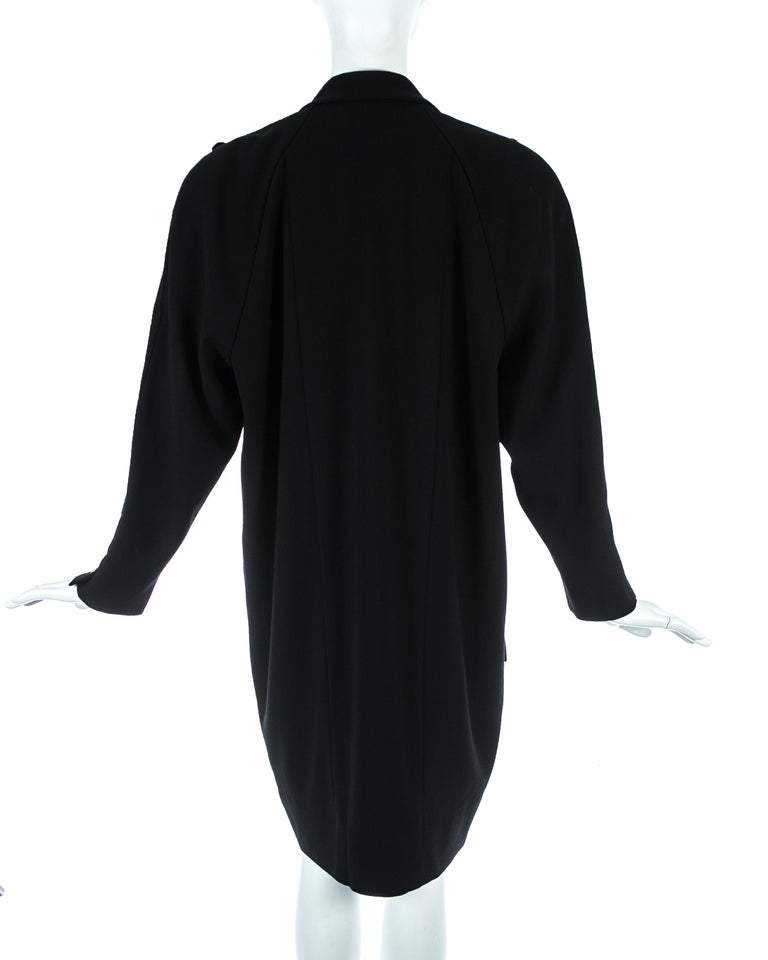 Chanel by Karl Lagerfeld black wool oversized coat dress, c. 1980s For ...