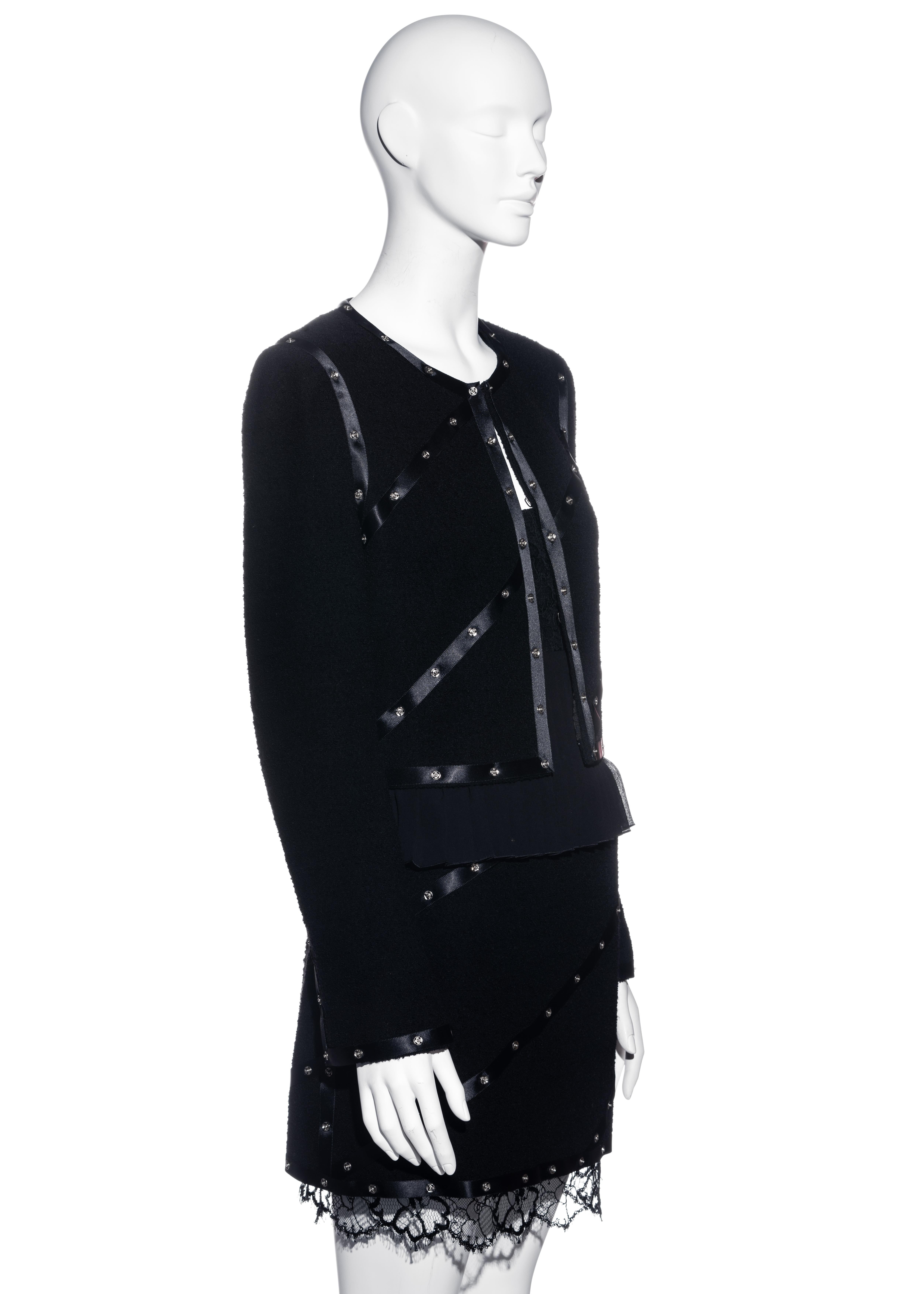 Chanel by Karl Lagerfeld black wool, silk and lace skirt suit, fw 2003 1