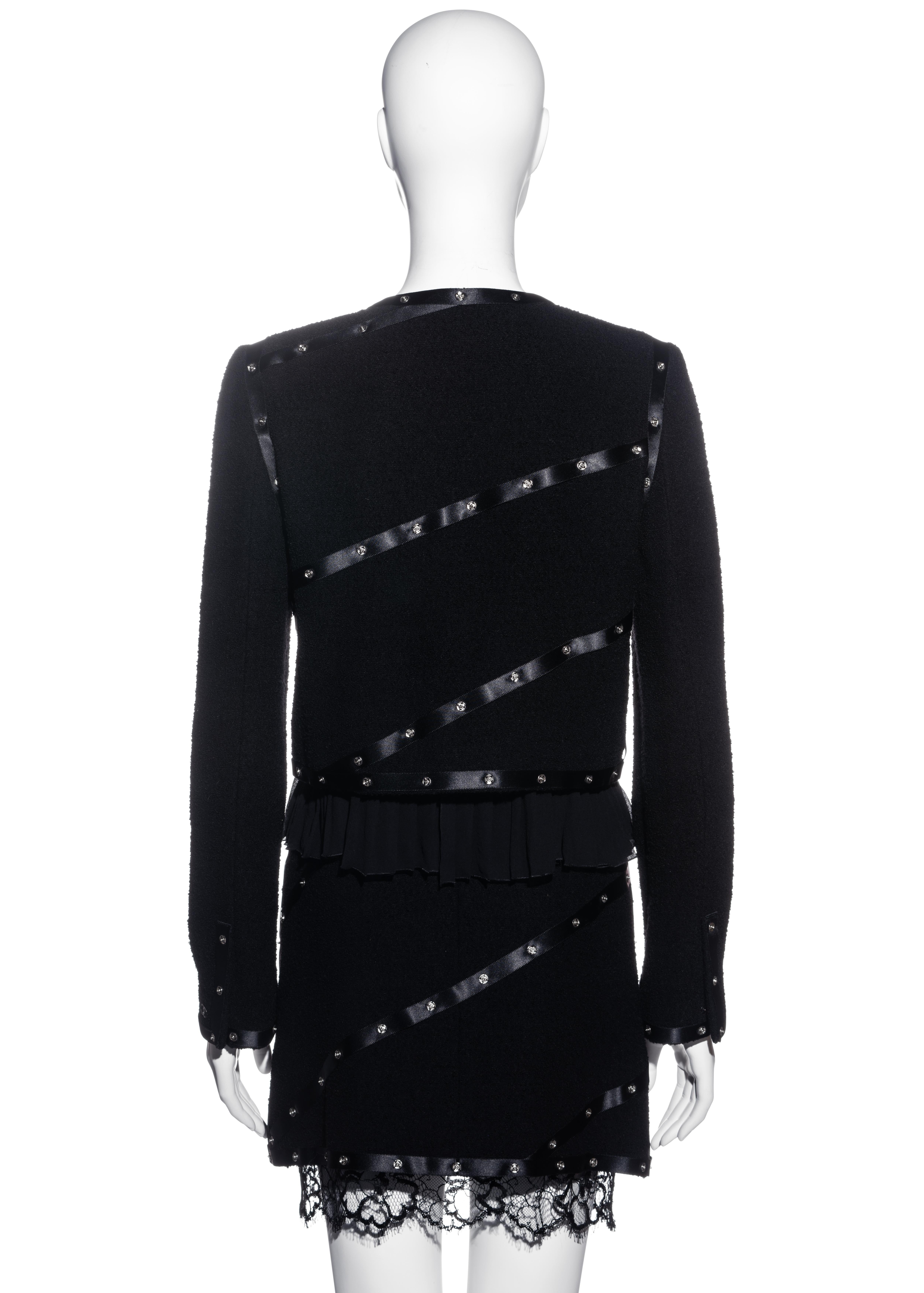 Chanel by Karl Lagerfeld black wool, silk and lace skirt suit, fw 2003 2
