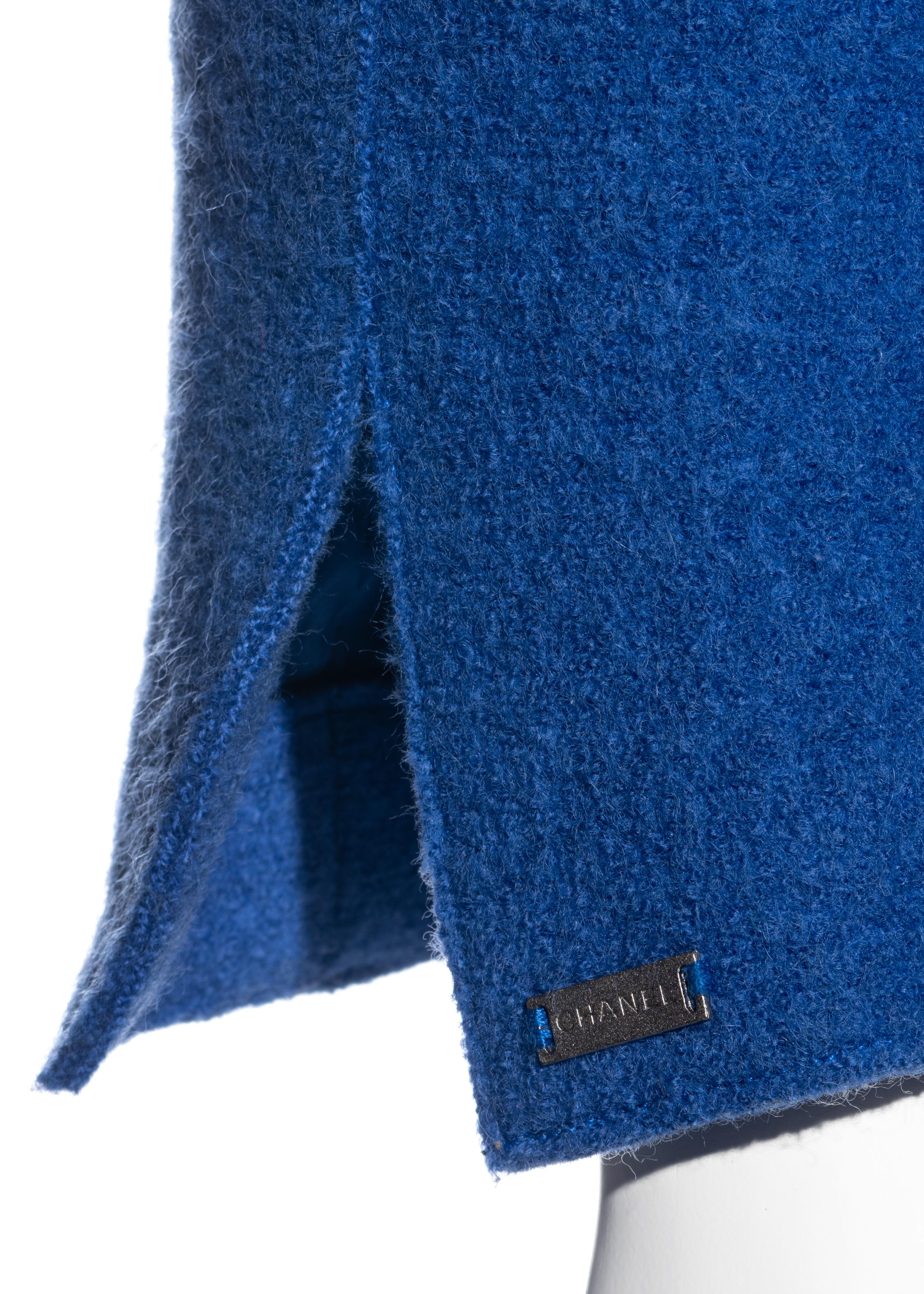 Women's Chanel by Karl Lagerfeld blue boiled wool fitted jacket, fw 1999