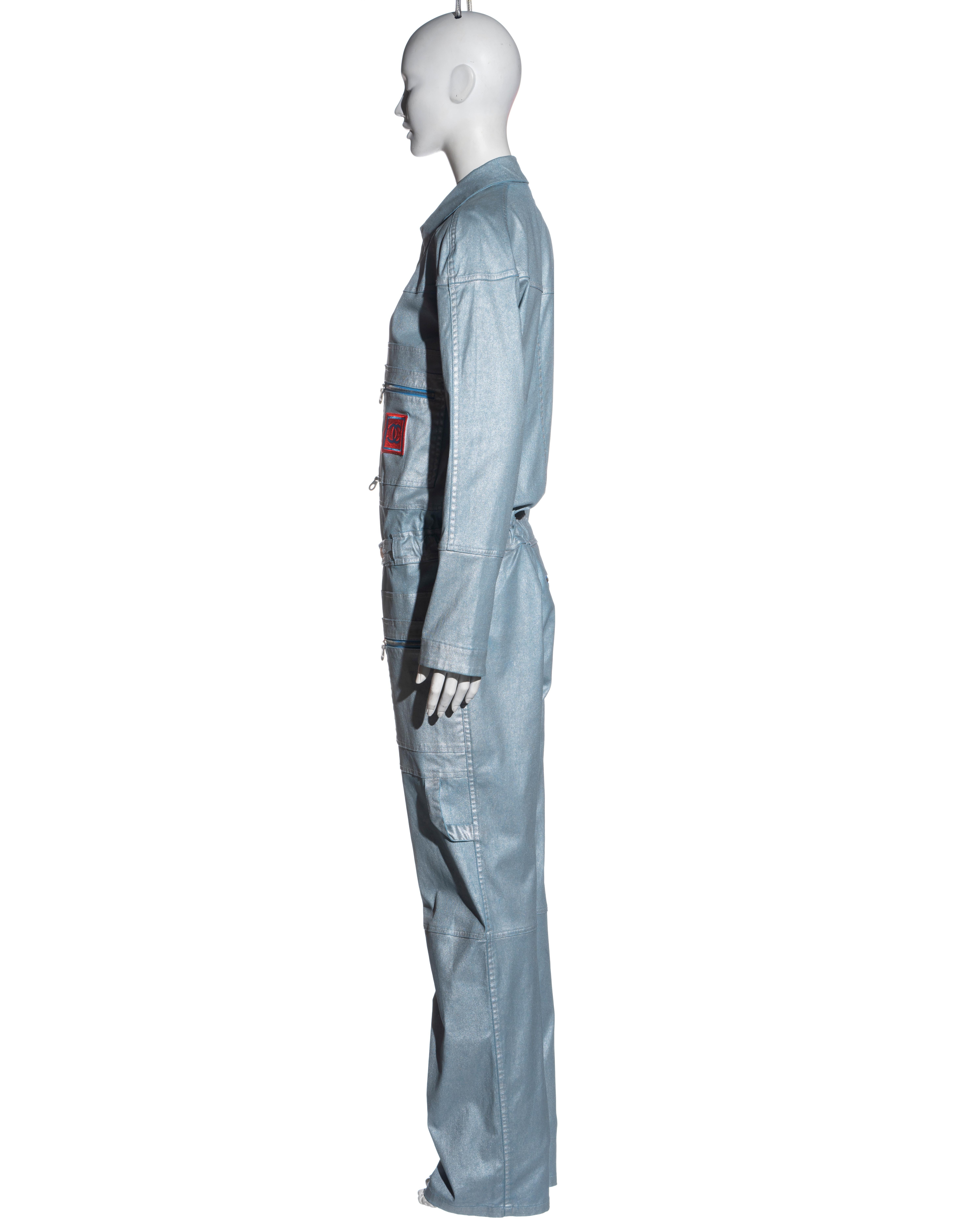 Chanel by Karl Lagerfeld blue cotton multi-pocket jumpsuit, ss 2002 2