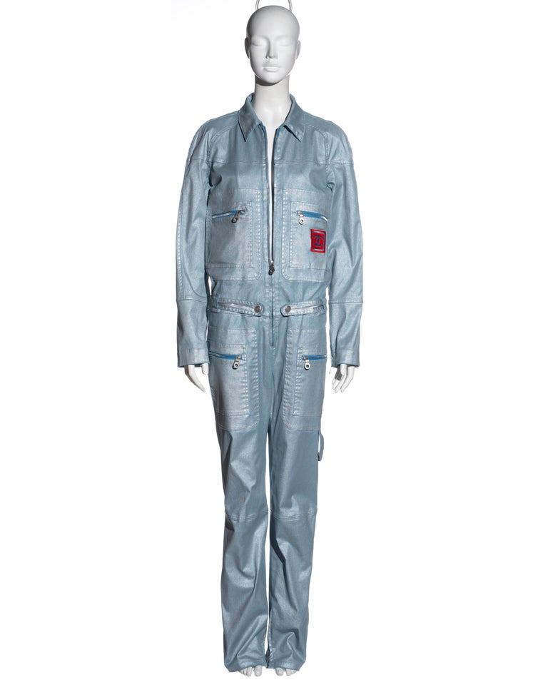 Chanel by Karl Lagerfeld blue cotton multi-pocket jumpsuit, ss 2002 at  1stDibs