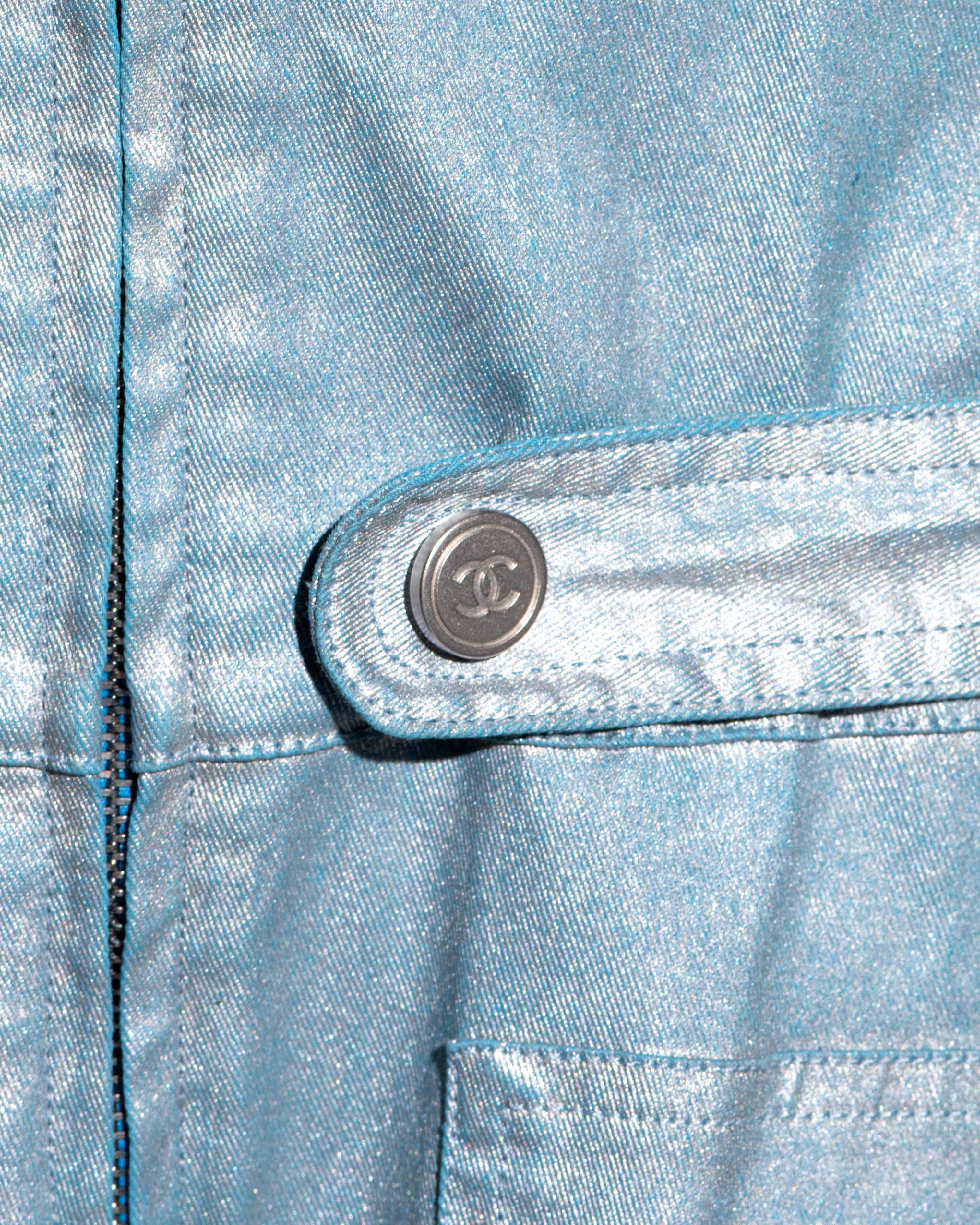 Women's Chanel by Karl Lagerfeld blue cotton multi-pocket jumpsuit, ss 2002