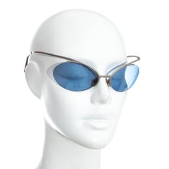 Chanel by Karl Lagerfeld blue lens silver sunglasses, ss 2000