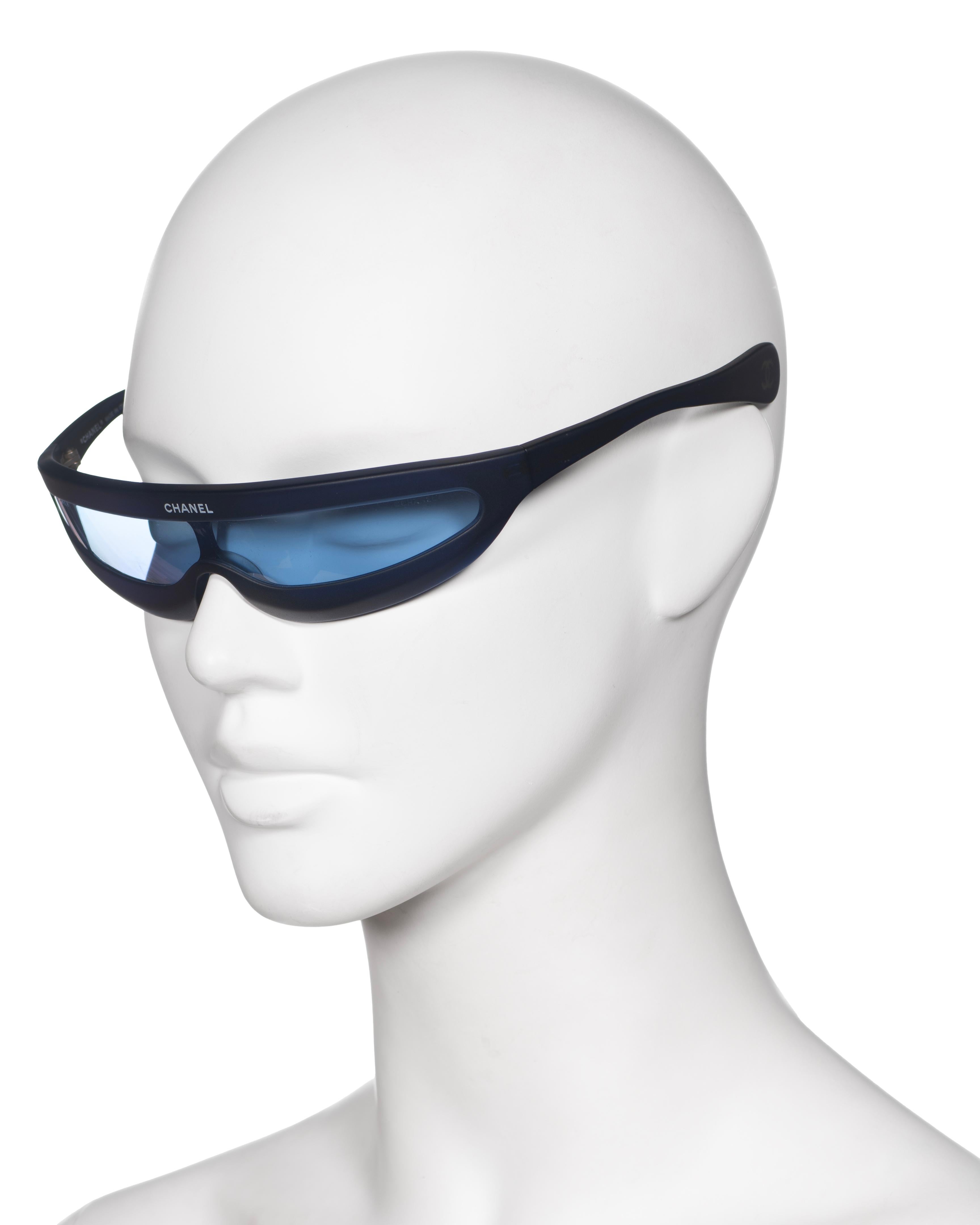 Chanel by Karl Lagerfeld Blue Monolens Sunglasses, ss 2001 6