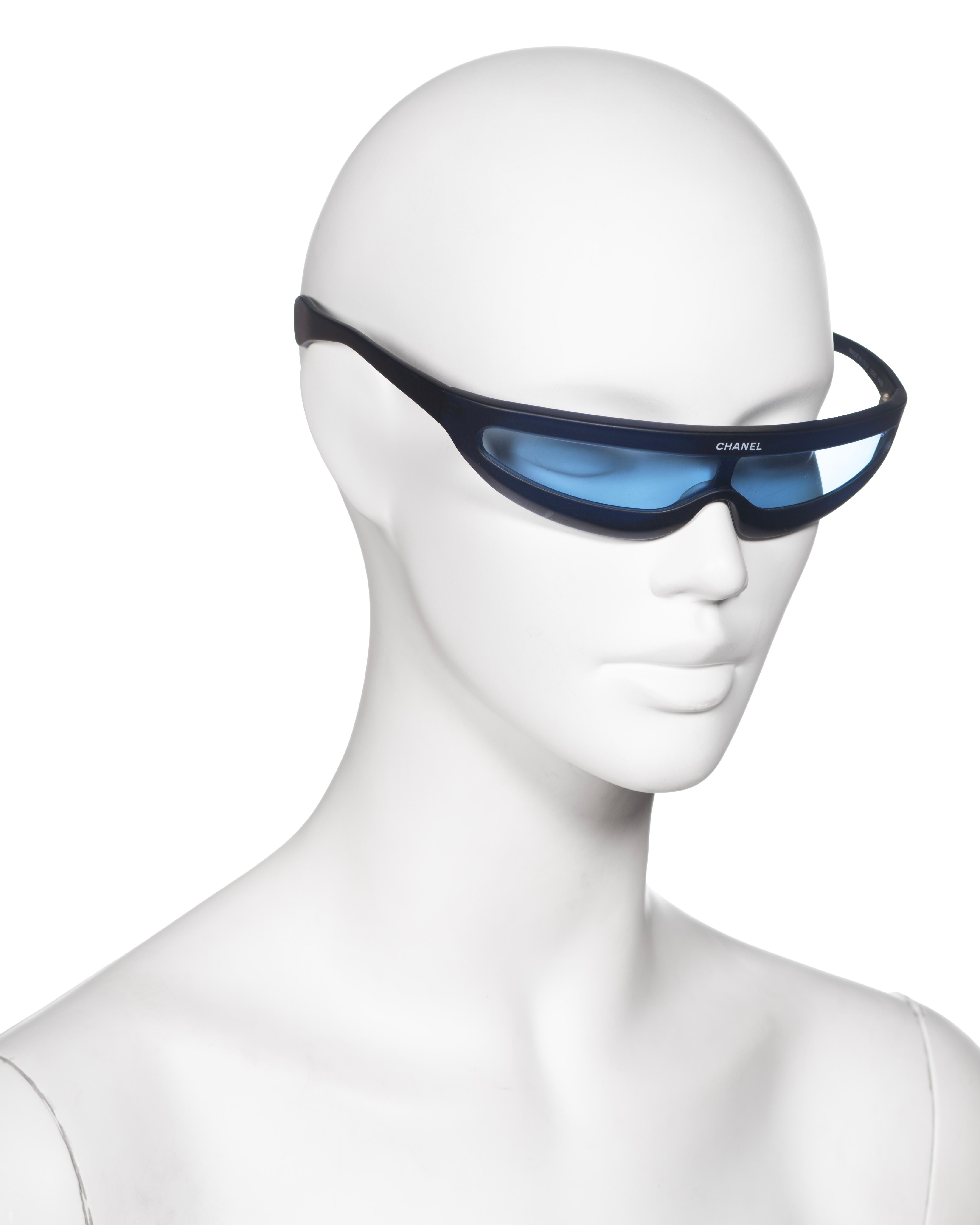 Chanel by Karl Lagerfeld Blue Monolens Sunglasses, ss 2001 1