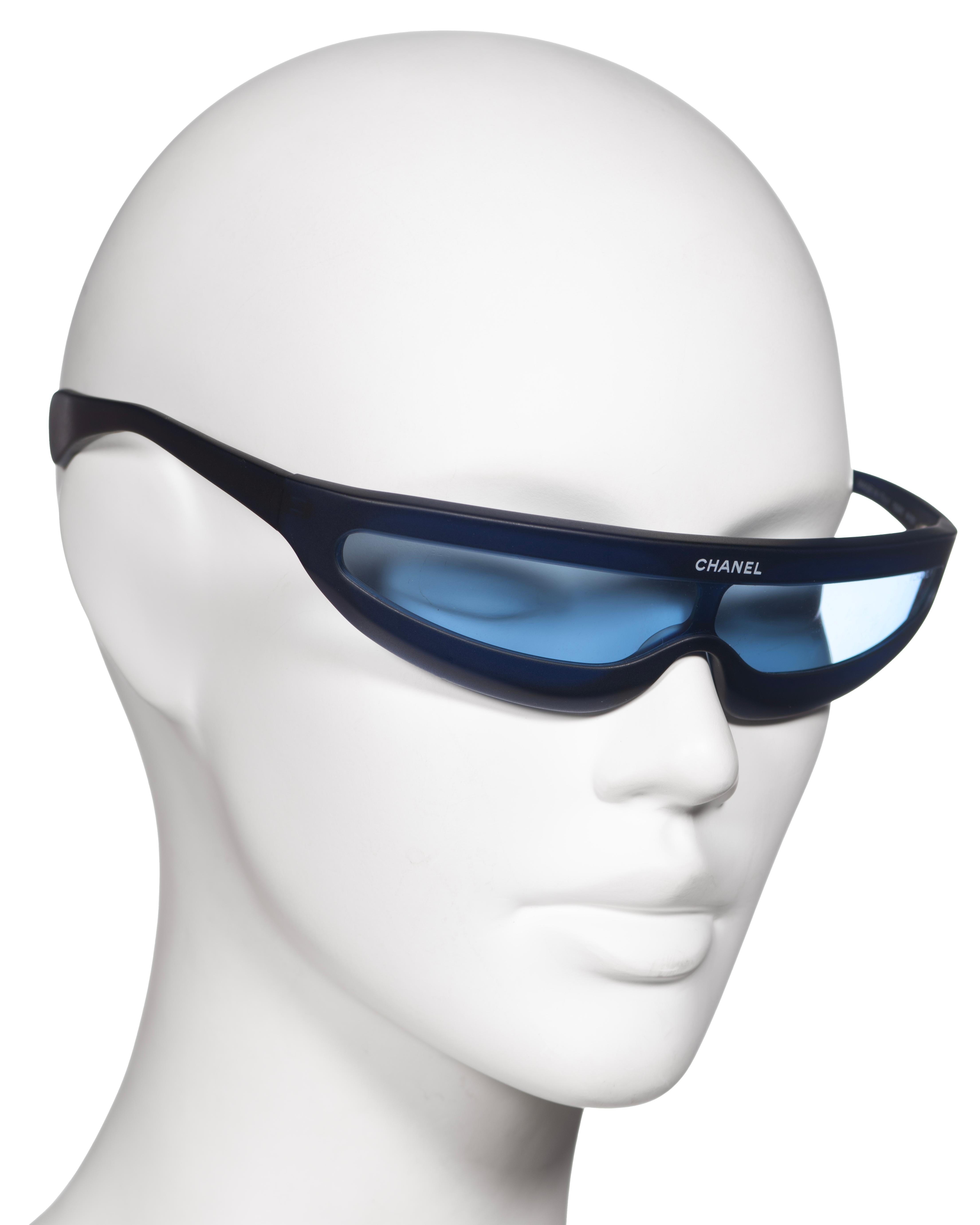 Chanel by Karl Lagerfeld Blue Monolens Sunglasses, ss 2001 2