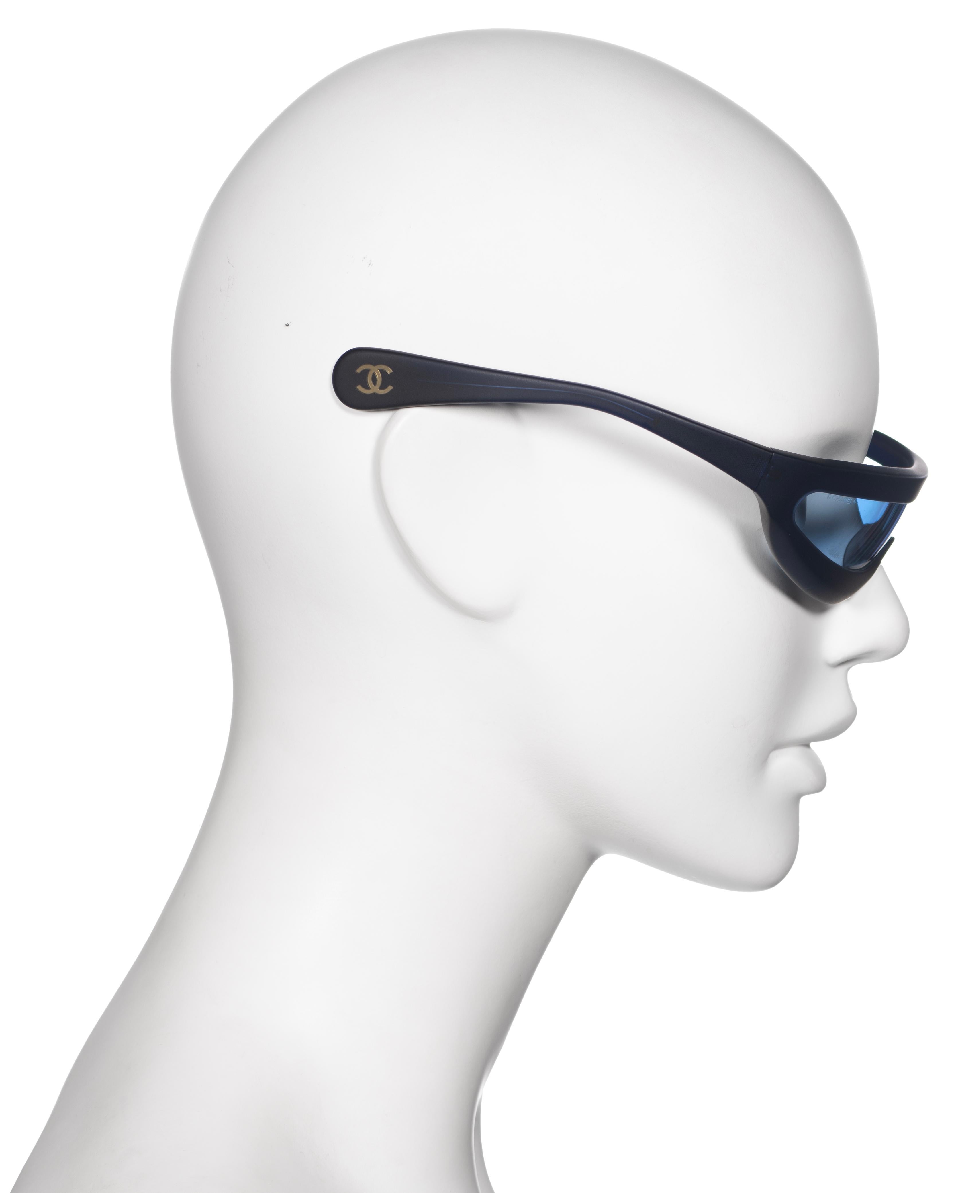 Chanel by Karl Lagerfeld Blue Monolens Sunglasses, ss 2001 3