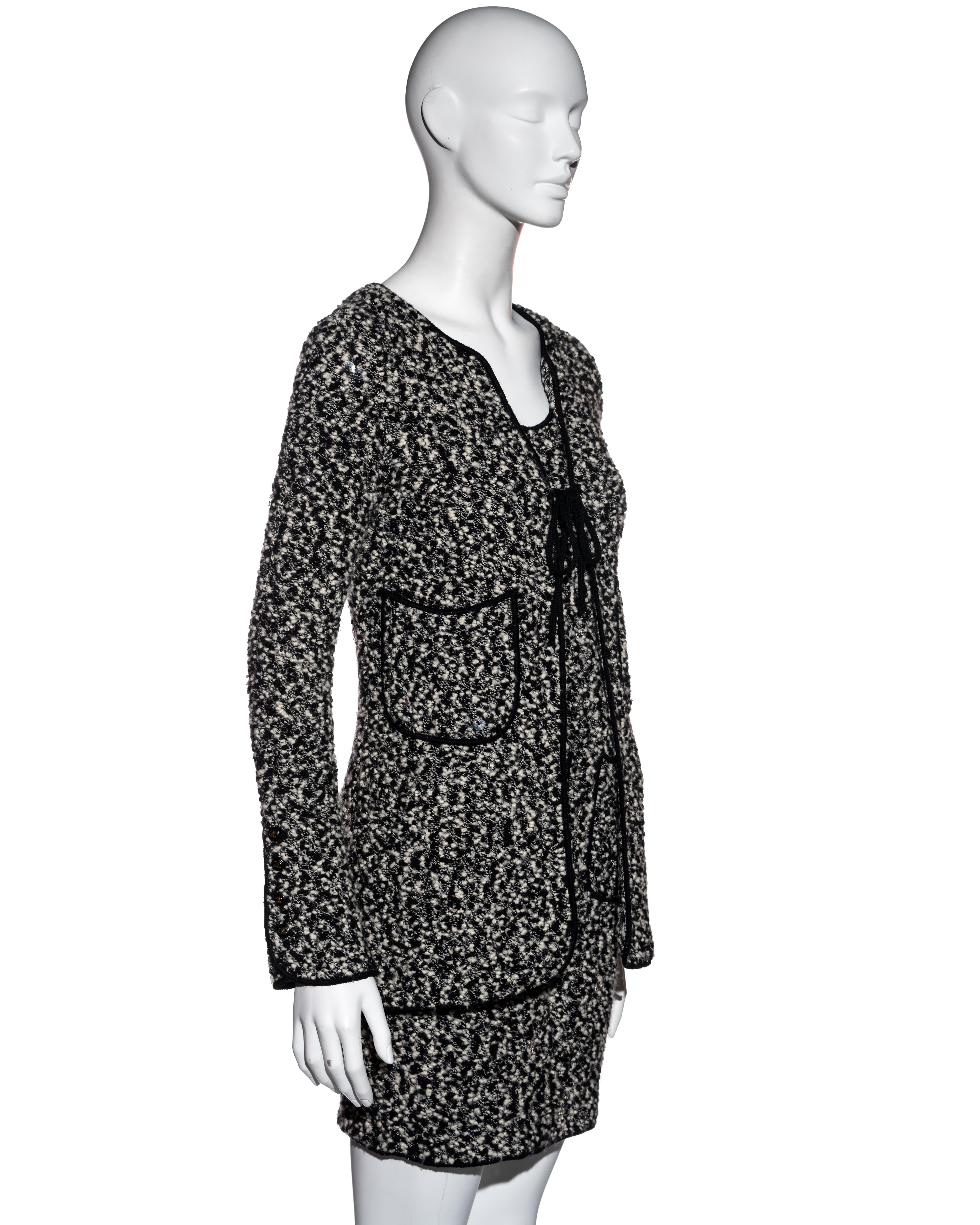 Chanel by Karl Lagerfeld bouclé wool mini dress and cardigan set, fw 1994 For Sale 4