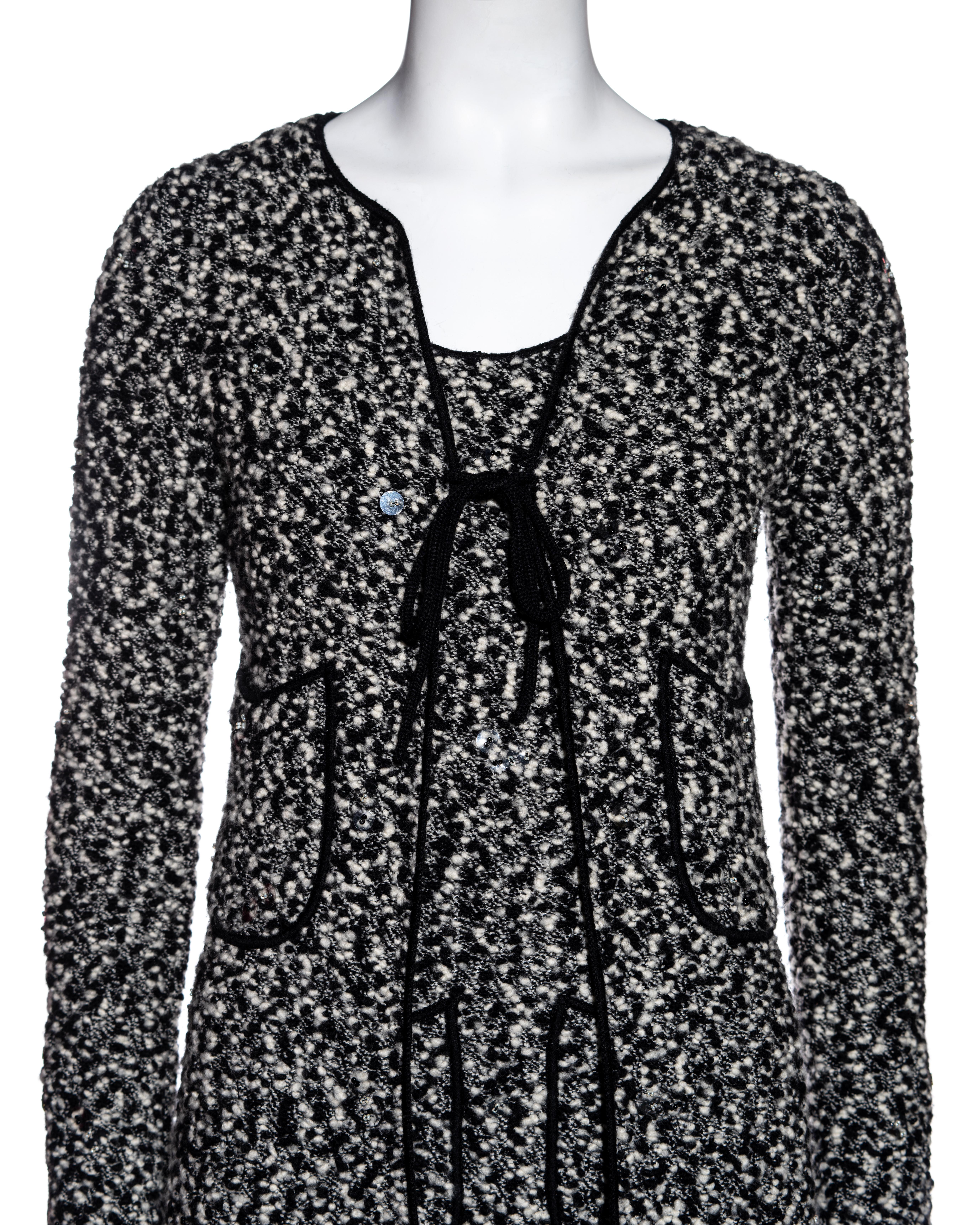 Chanel by Karl Lagerfeld bouclé wool mini dress and cardigan set, fw 1994 In Excellent Condition For Sale In London, GB