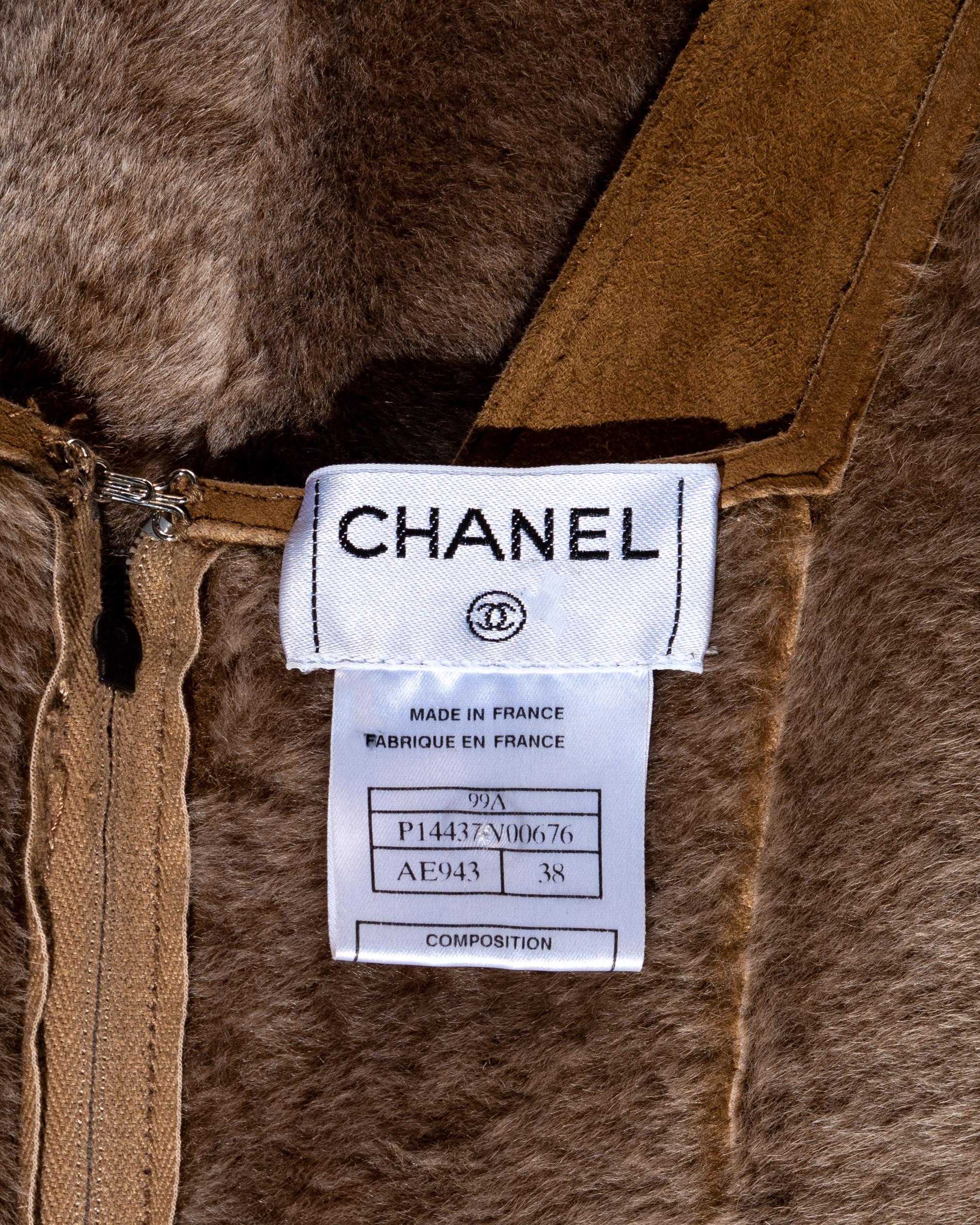 Chanel by Karl Lagerfeld brown sheepskin sheath dress, fw 1999 1