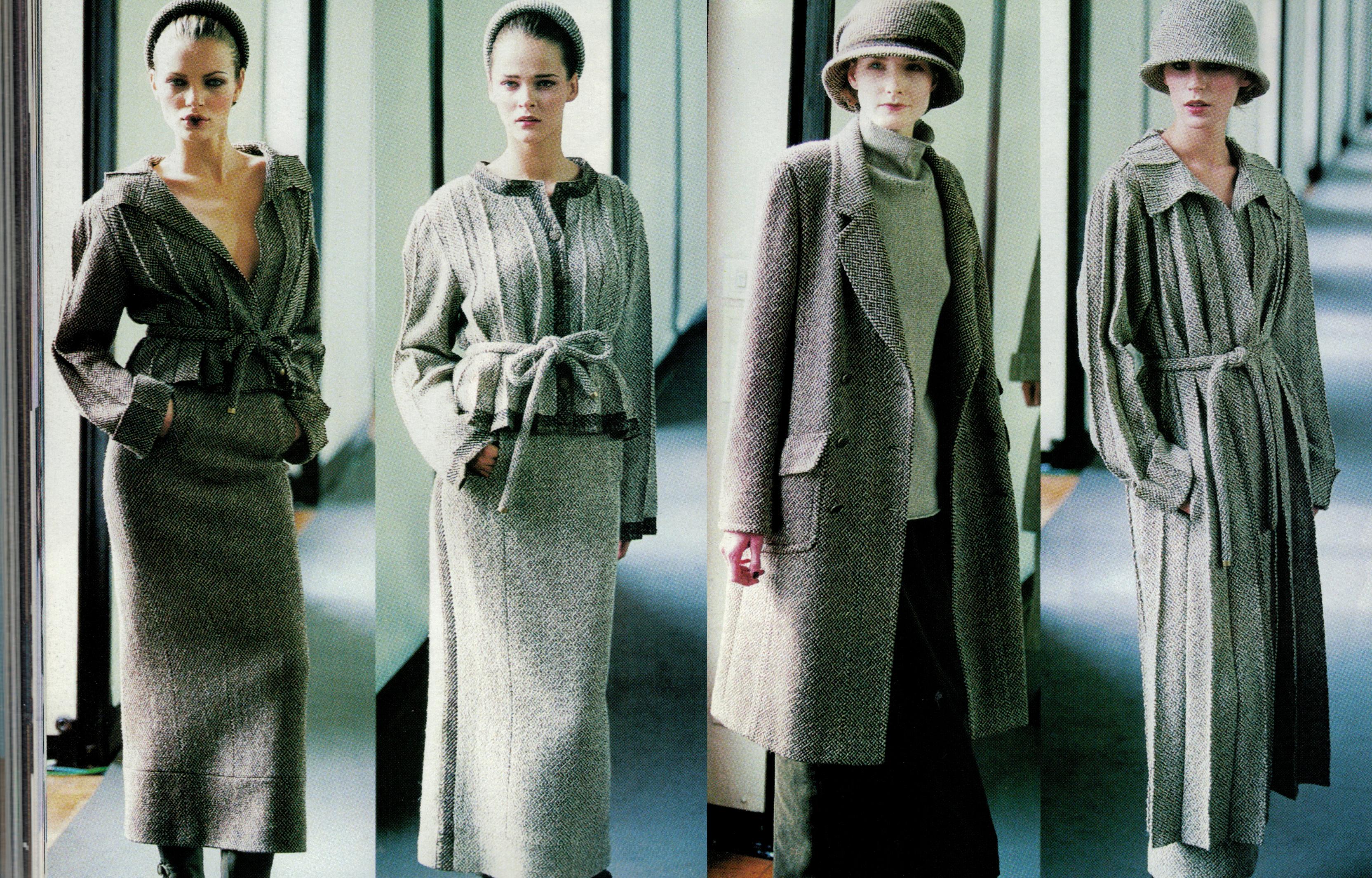 Chanel by Karl Lagerfeld Brauner Tweed-Plissee-Mantel, Rock und Hut-Set, fw 1998 (Grau) im Angebot