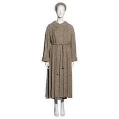 Chanel by Karl Lagerfeld brown tweed pleated coat, skirt and hat set, fw 1998