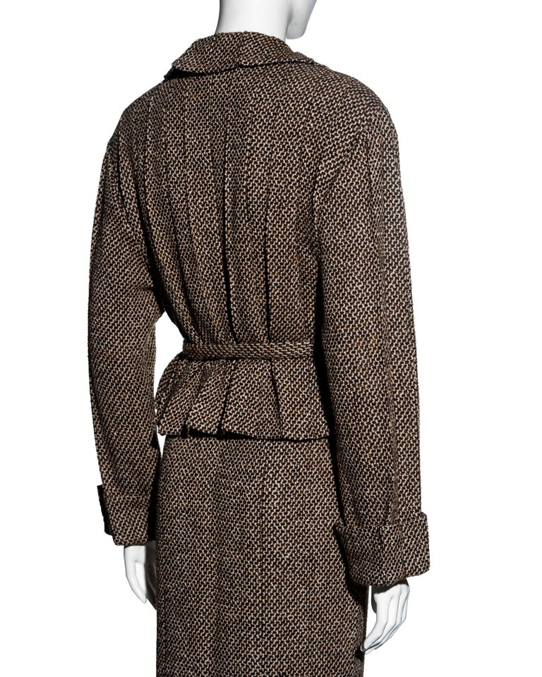 Chanel by Karl Lagerfeld brown tweed pleated jacket maxi skirt suit, fw ...