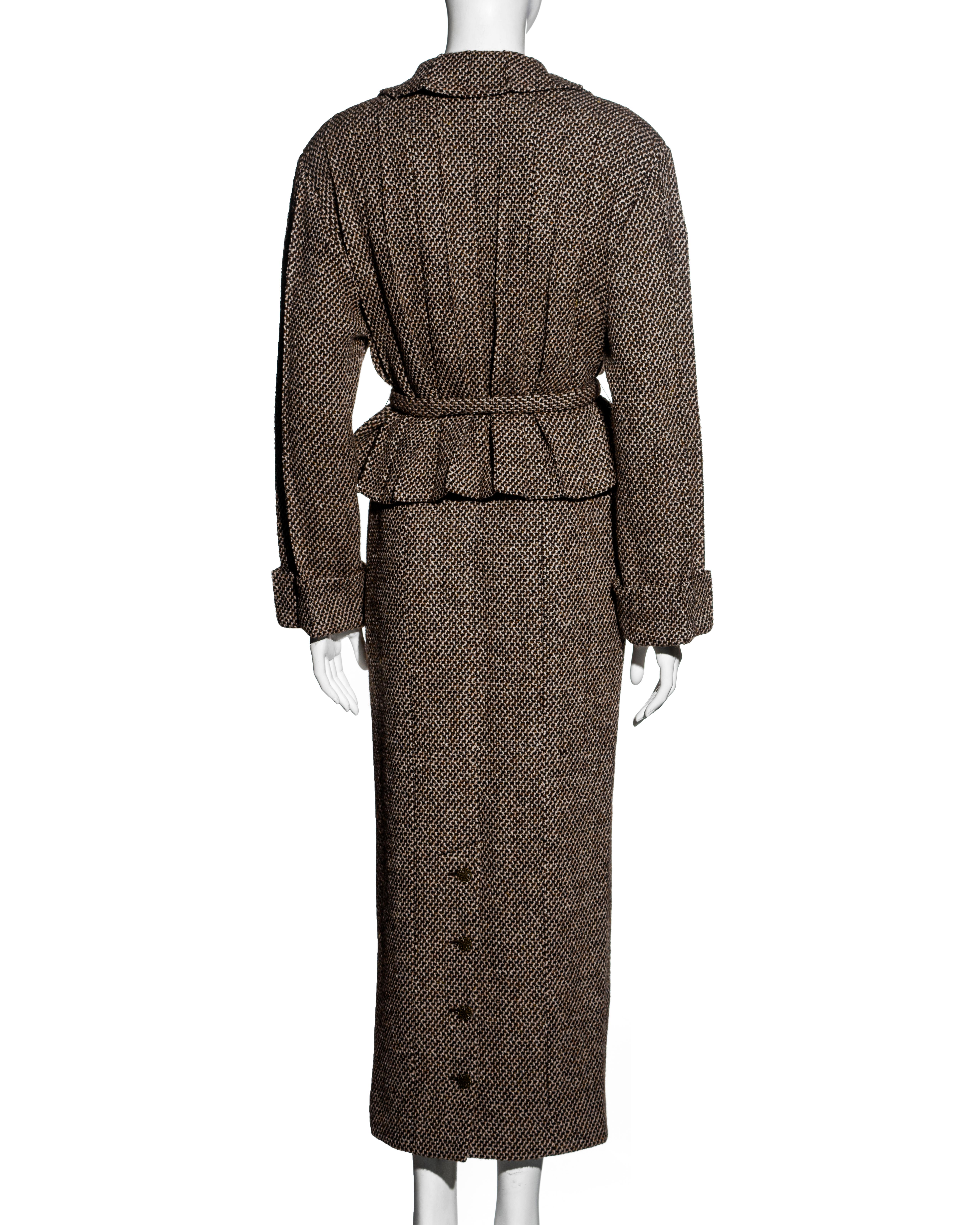 Chanel by Karl Lagerfeld brown tweed pleated jacket maxi skirt suit, fw 1998 For Sale 2