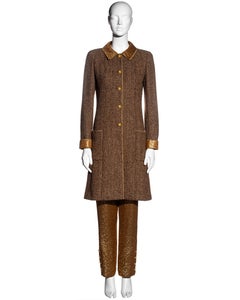 Chanel by Karl Lagerfeld brown wool and gold silk lurex 3-piece suit, fw 1996