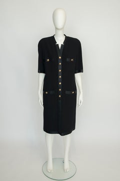 Chanel By Karl Lagerfeld Button-Embellished Little Black Dress, FW 1990-1991