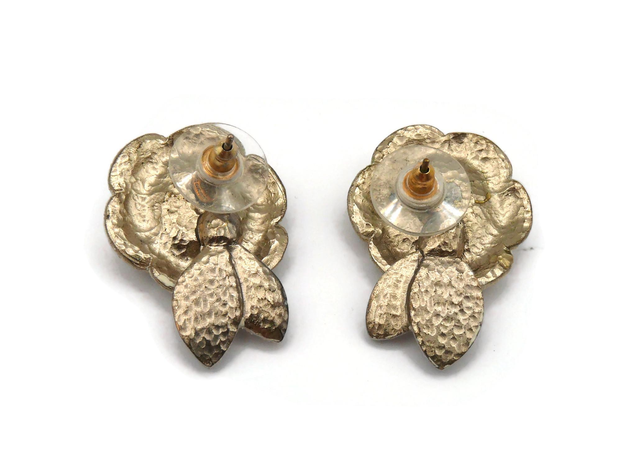 CHANEL by KARL LAGERFELD Camellia Stud Earrings, Fall 2005 For Sale 4