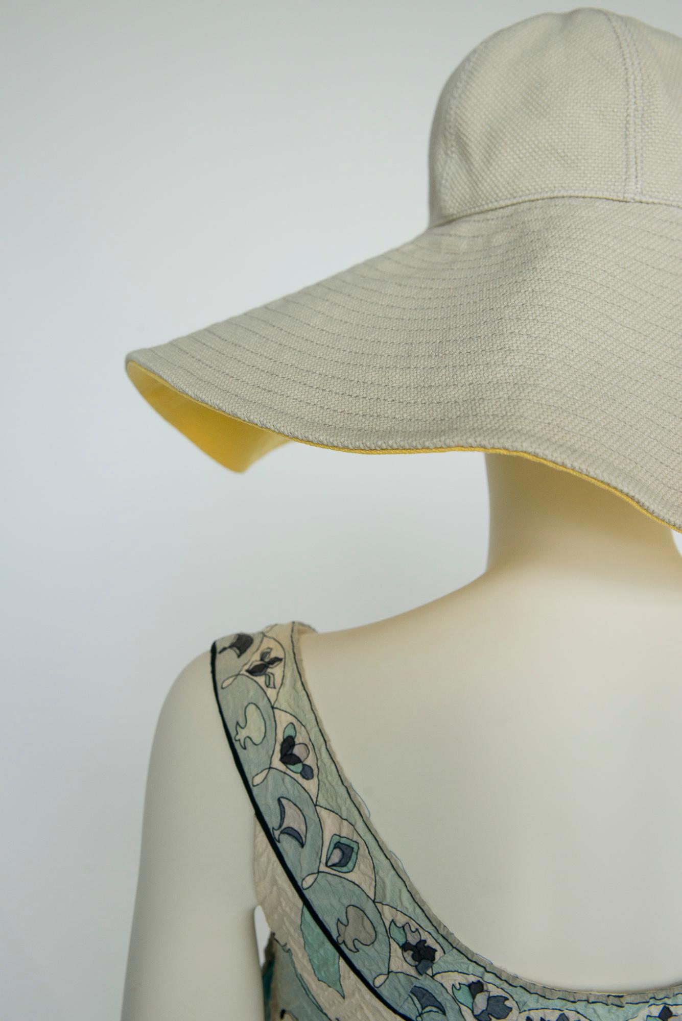 Chanel By Karl Lagerfeld CC Logo Embroidered Cotton-Canvas Sunhat, Circa 2000 3