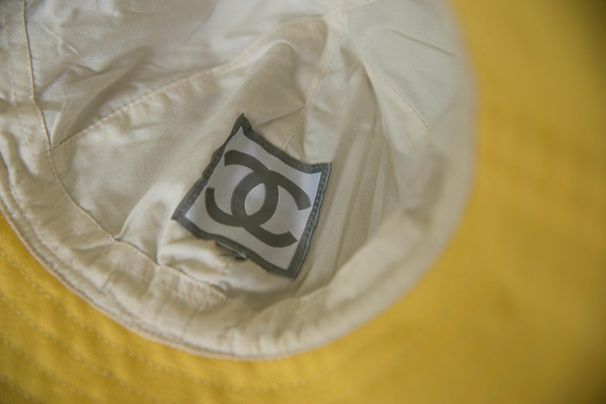 Chanel By Karl Lagerfeld CC Logo Embroidered Cotton-Canvas Sunhat, Circa 2000 5