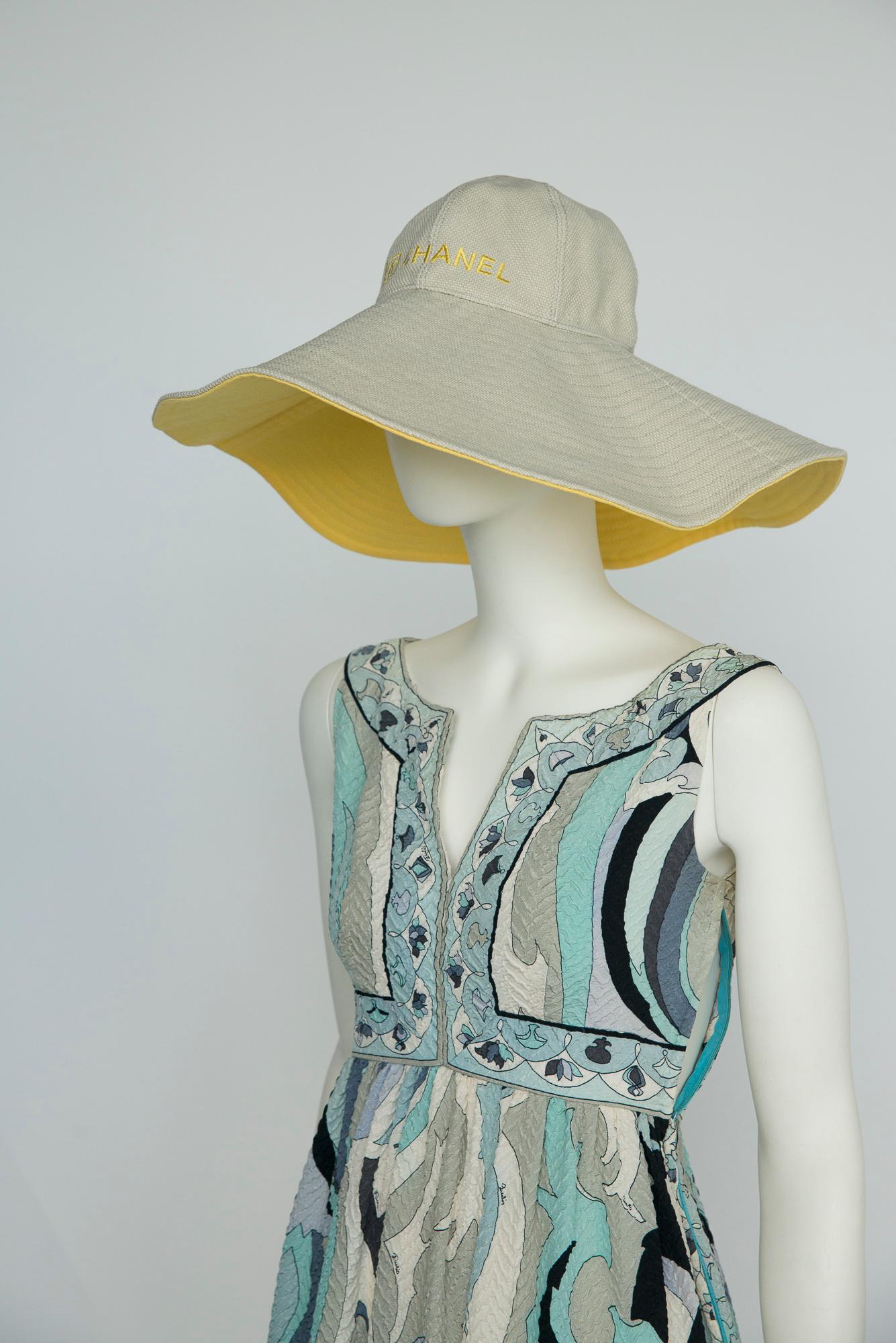 Chanel By Karl Lagerfeld CC Logo Embroidered Cotton-Canvas Sunhat, Circa 2000 1