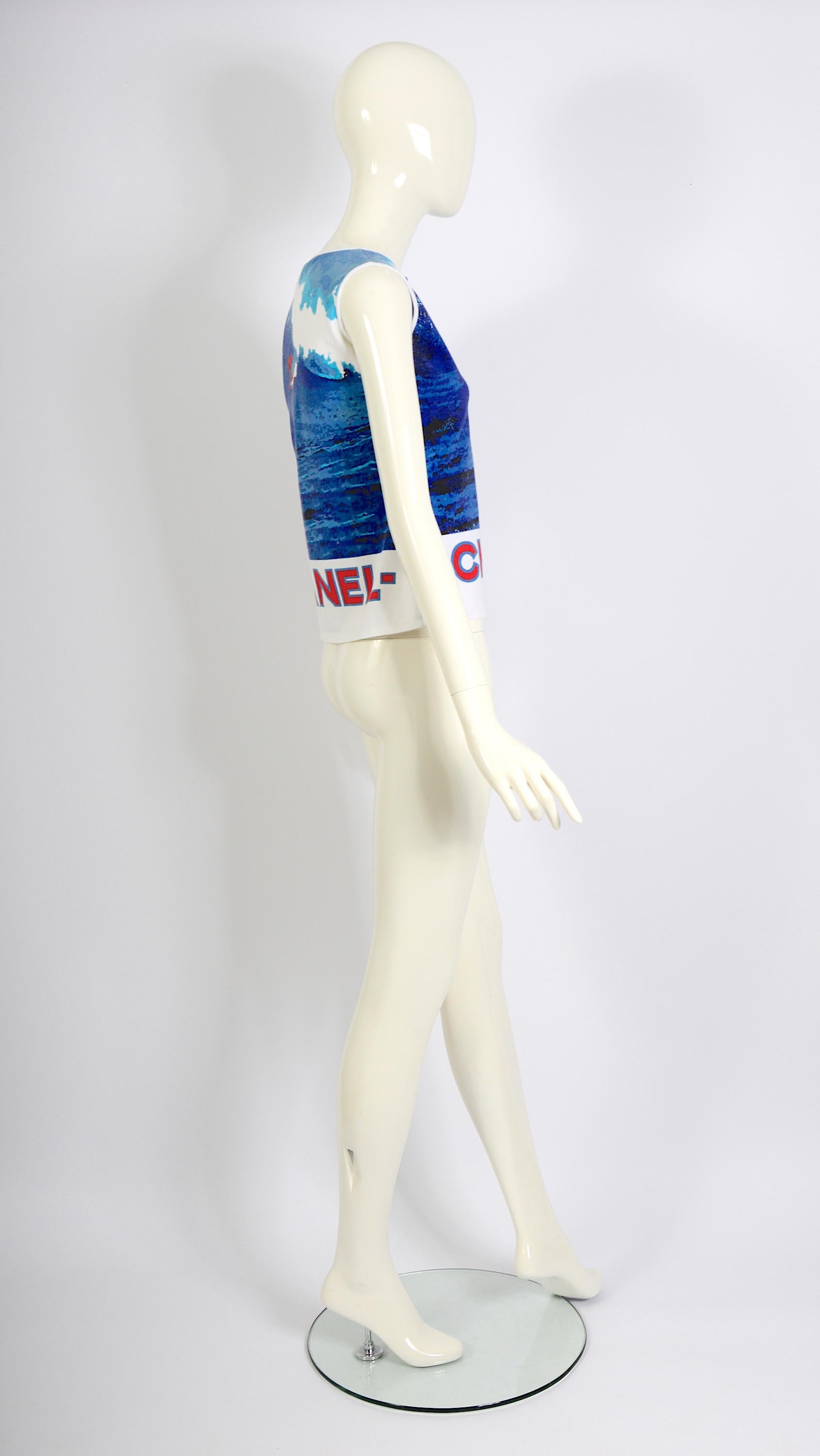 Chanel by Karl Lagerfeld cotton printed surf line tank top, ss  2002 6