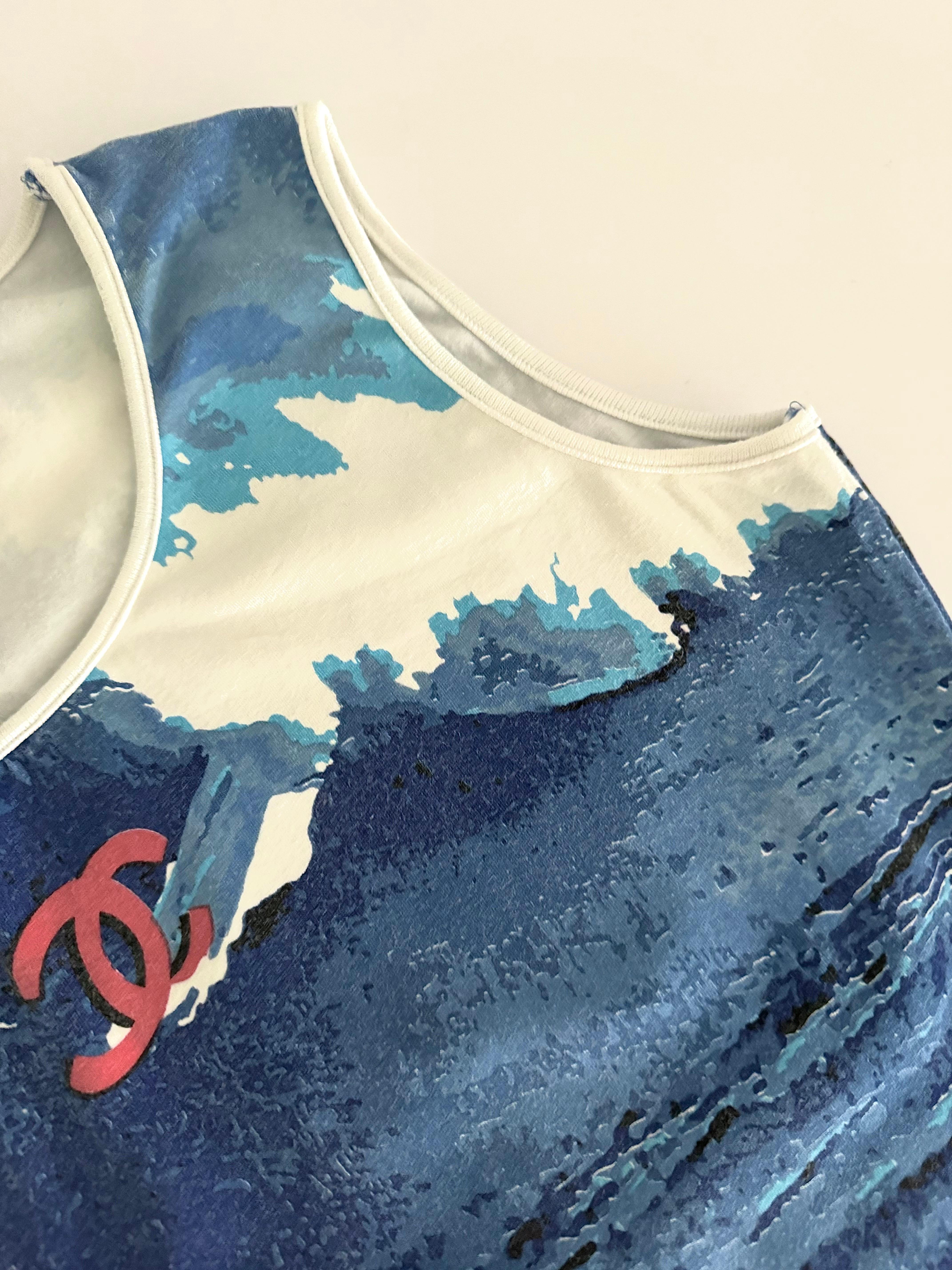 Chanel by Karl Lagerfeld cotton printed surf line tank top, ss  2002 12