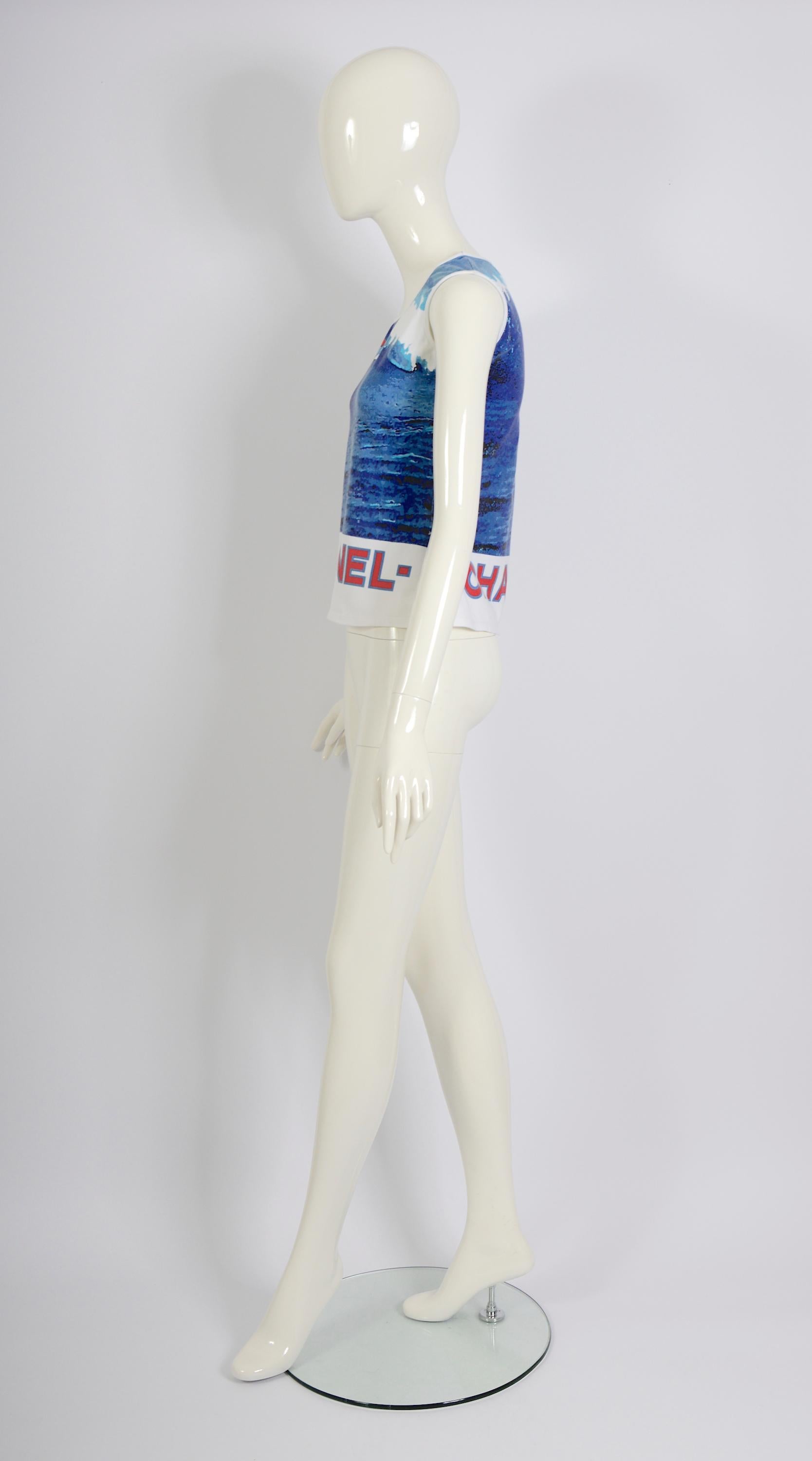 Chanel by Karl Lagerfeld cotton printed surf line tank top, ss  2002 2