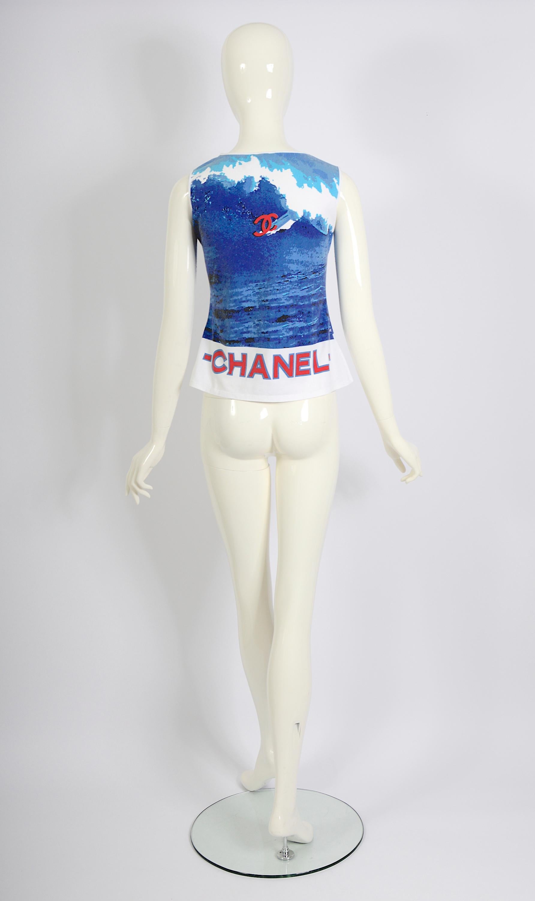 Chanel by Karl Lagerfeld cotton printed surf line tank top, ss  2002 4