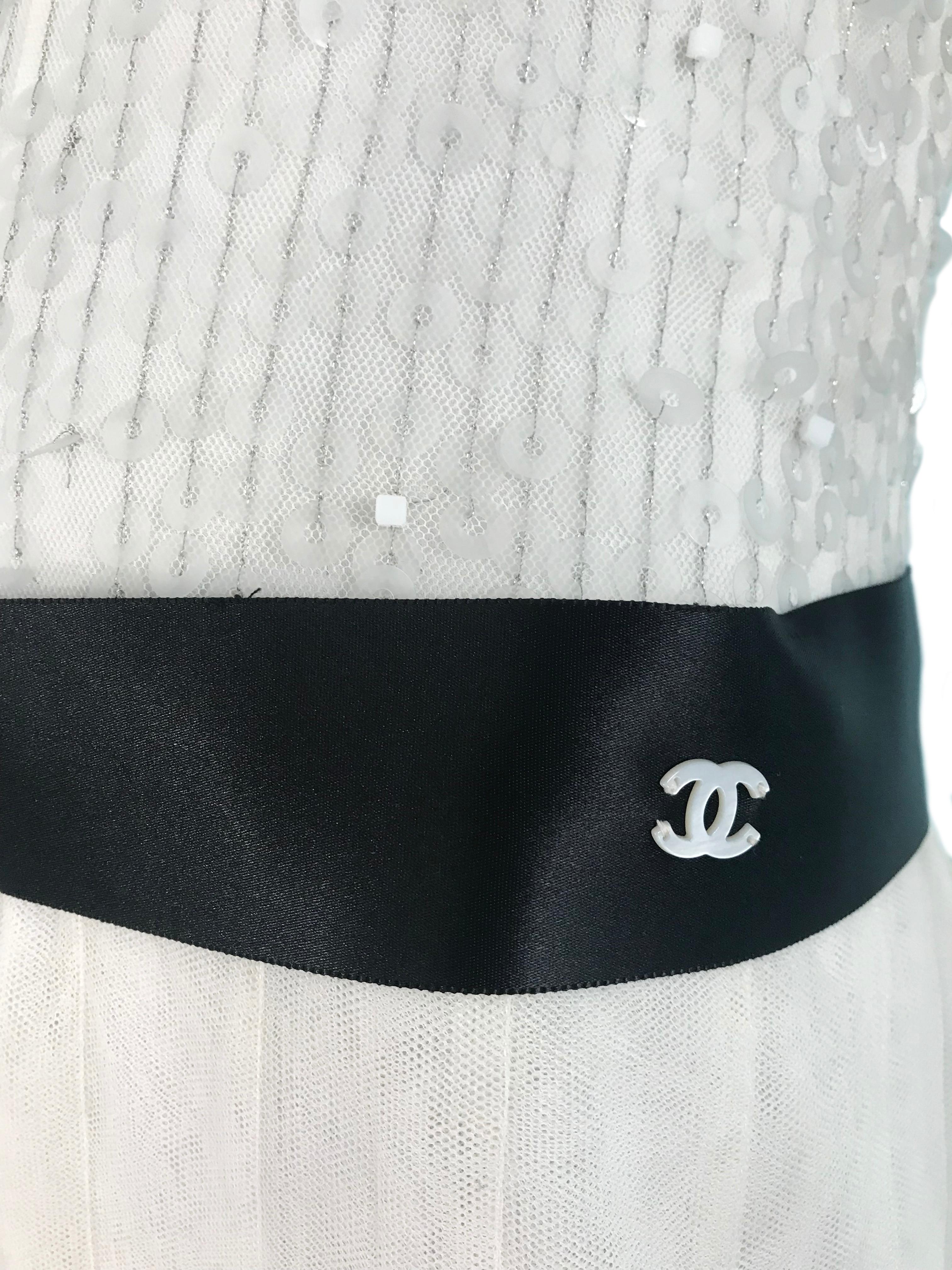 Women's Chanel by Karl Lagerfeld Cream Dress with Black Ribbon Straps , Cruise 2005