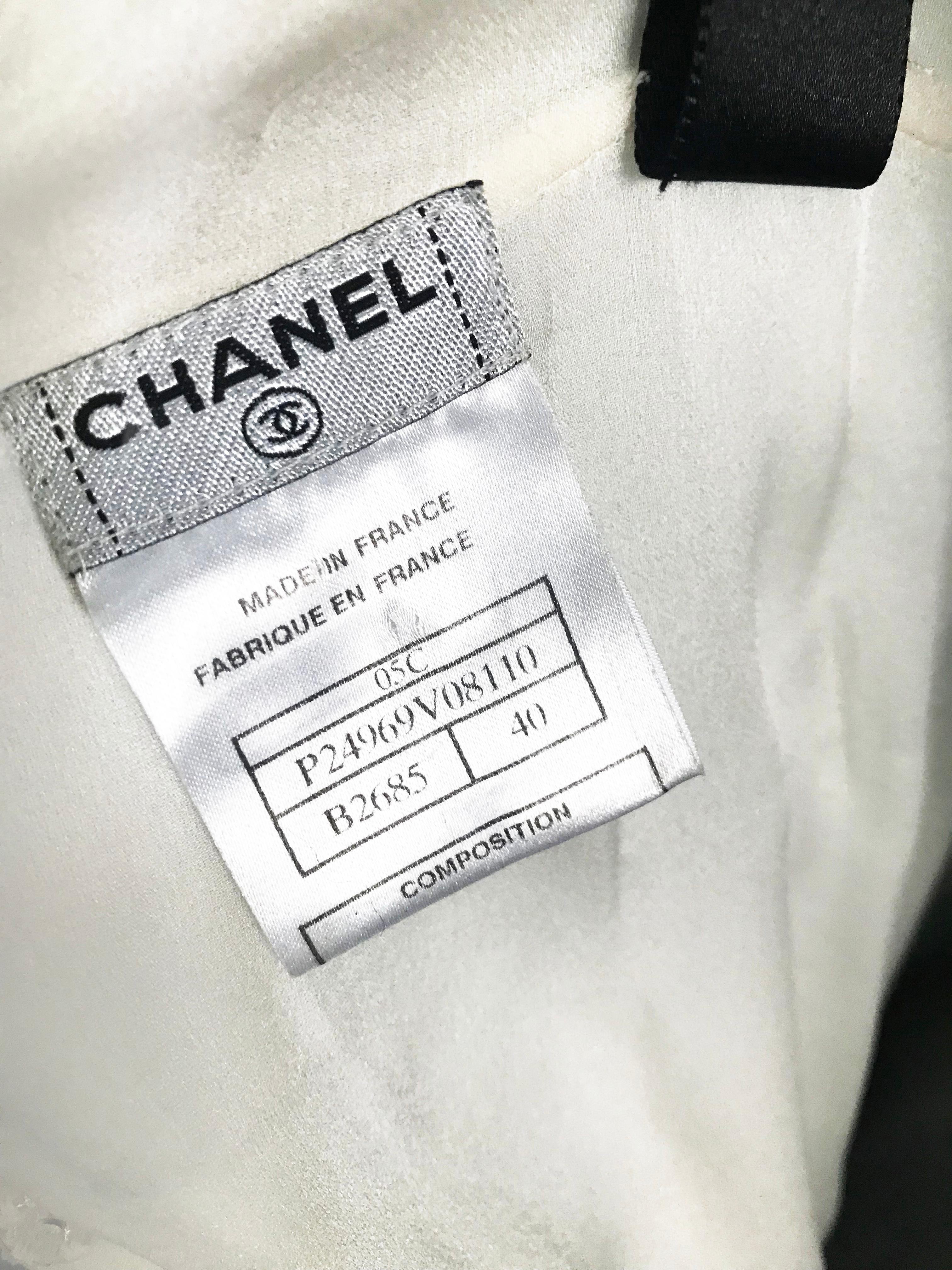 Chanel by Karl Lagerfeld Cream Dress with Black Ribbon Straps , Cruise 2005 3