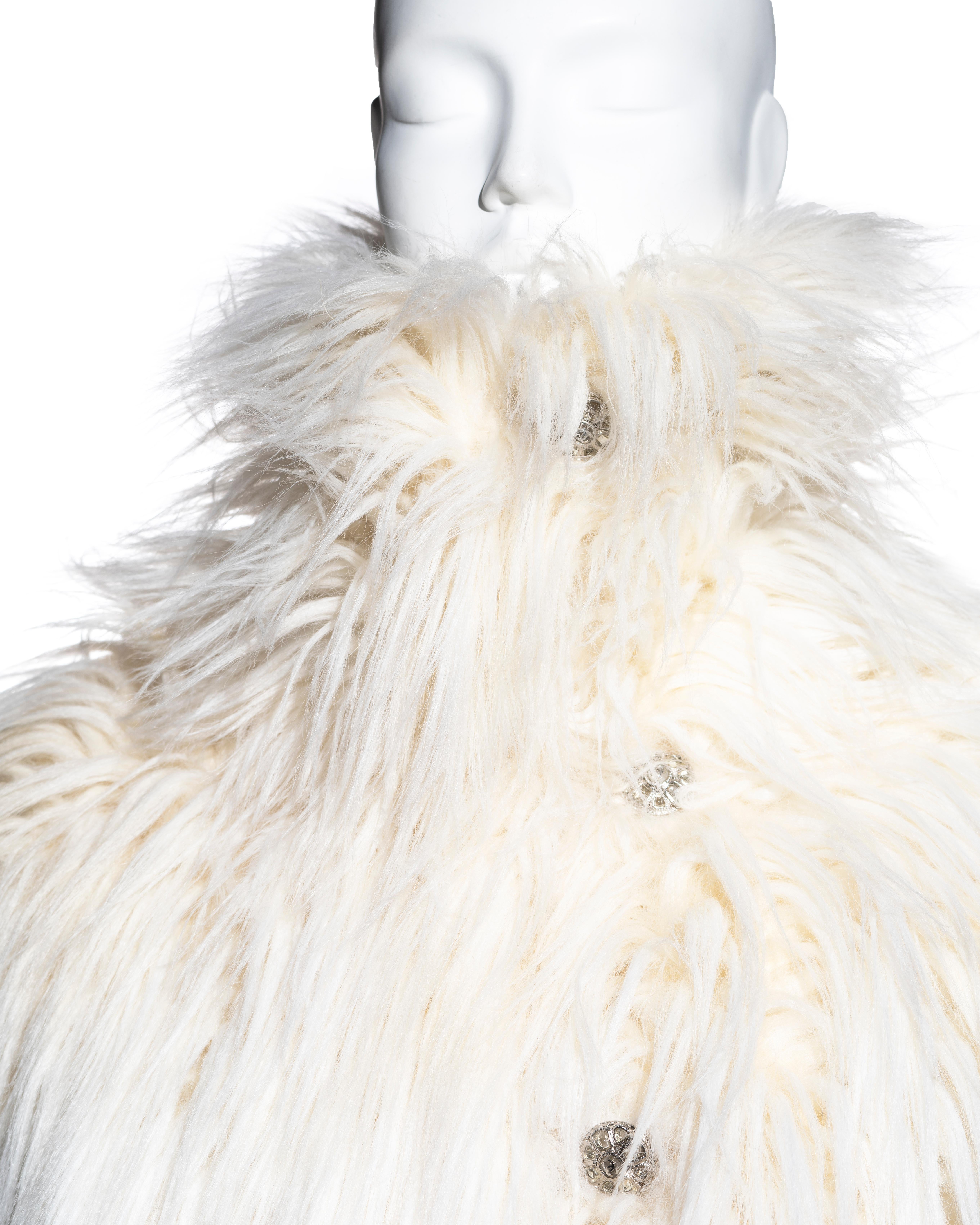 Gray Chanel by Karl Lagerfeld cream full-length fantasy faux fur coat, fw 2010