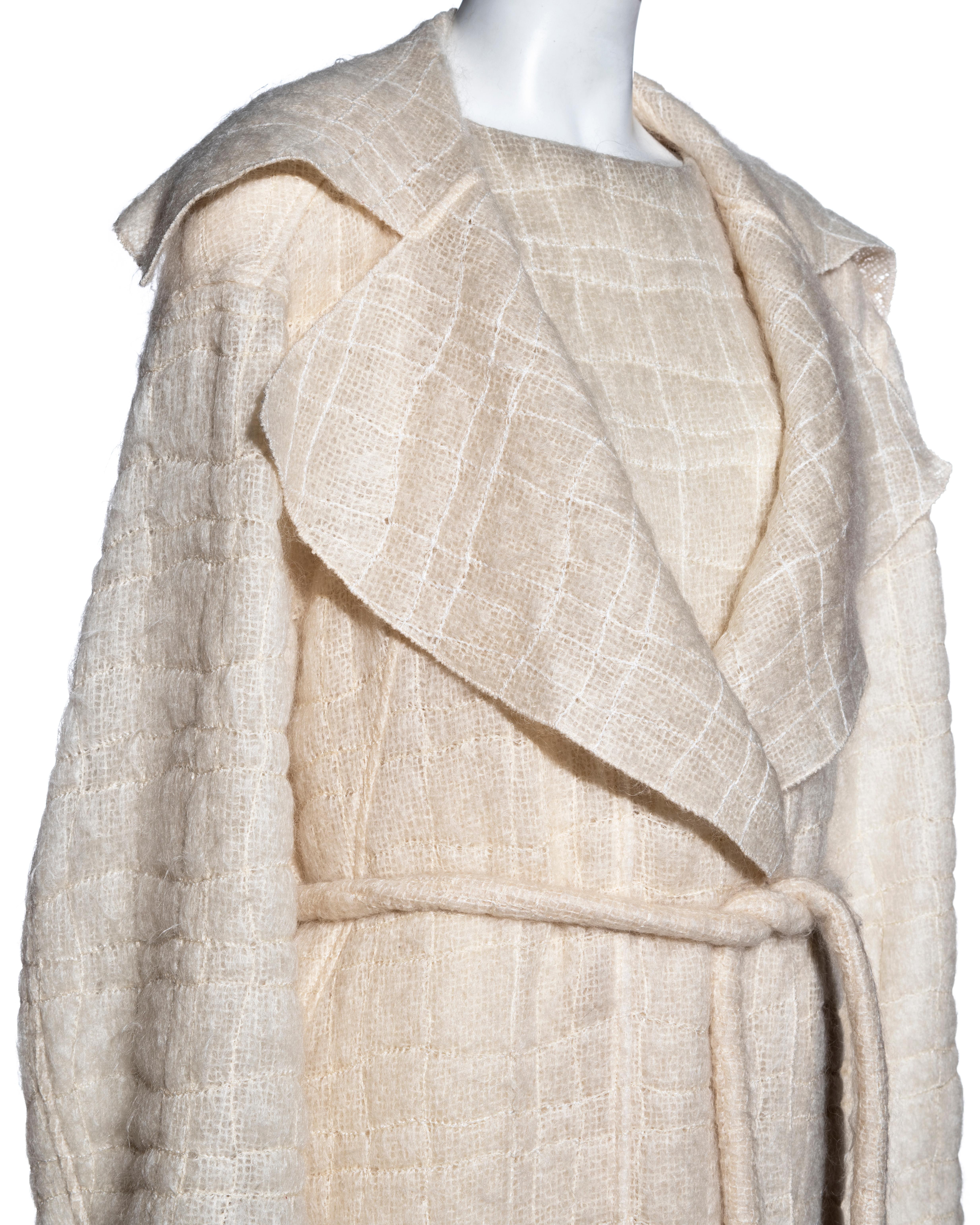 Chanel by Karl Lagerfeld cream mohair wool coat and dress ensemble, fw 1998 In Excellent Condition For Sale In London, GB