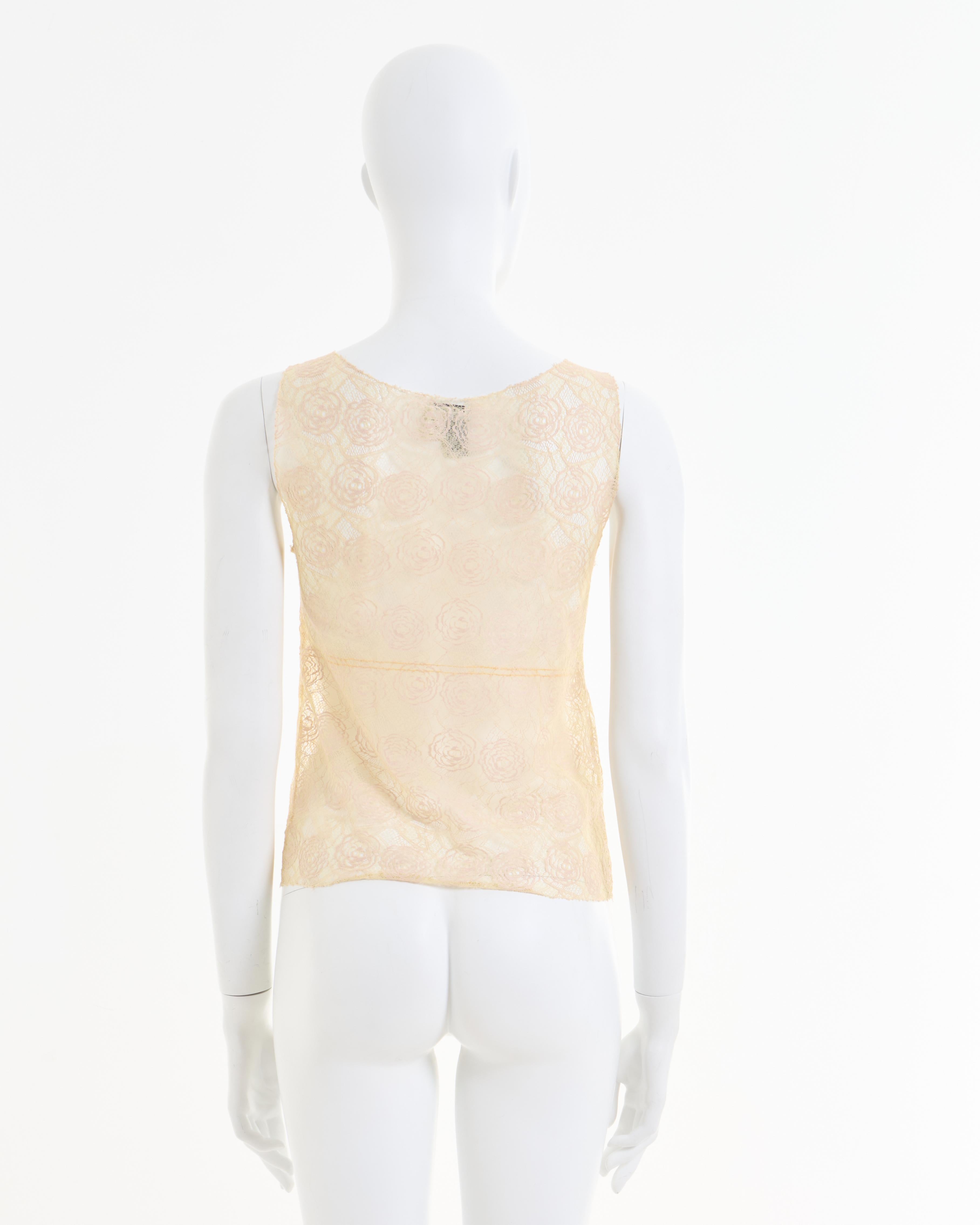 Chanel by Karl Lagerfeld Cruise 2004 Off-White lace embellished top In Excellent Condition In Milano, IT