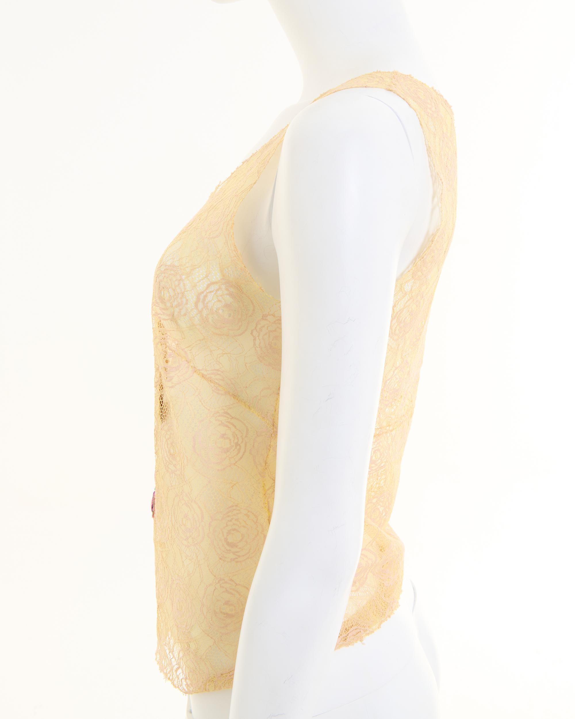 Chanel by Karl Lagerfeld Cruise 2004 Off-White lace embellished top 3