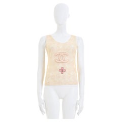 Chanel by Karl Lagerfeld Cruise 2004 Off-White lace embellished top