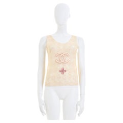 Chanel by Karl Lagerfeld Cruise 2004 Off-White Top mit Spitzenverzierung