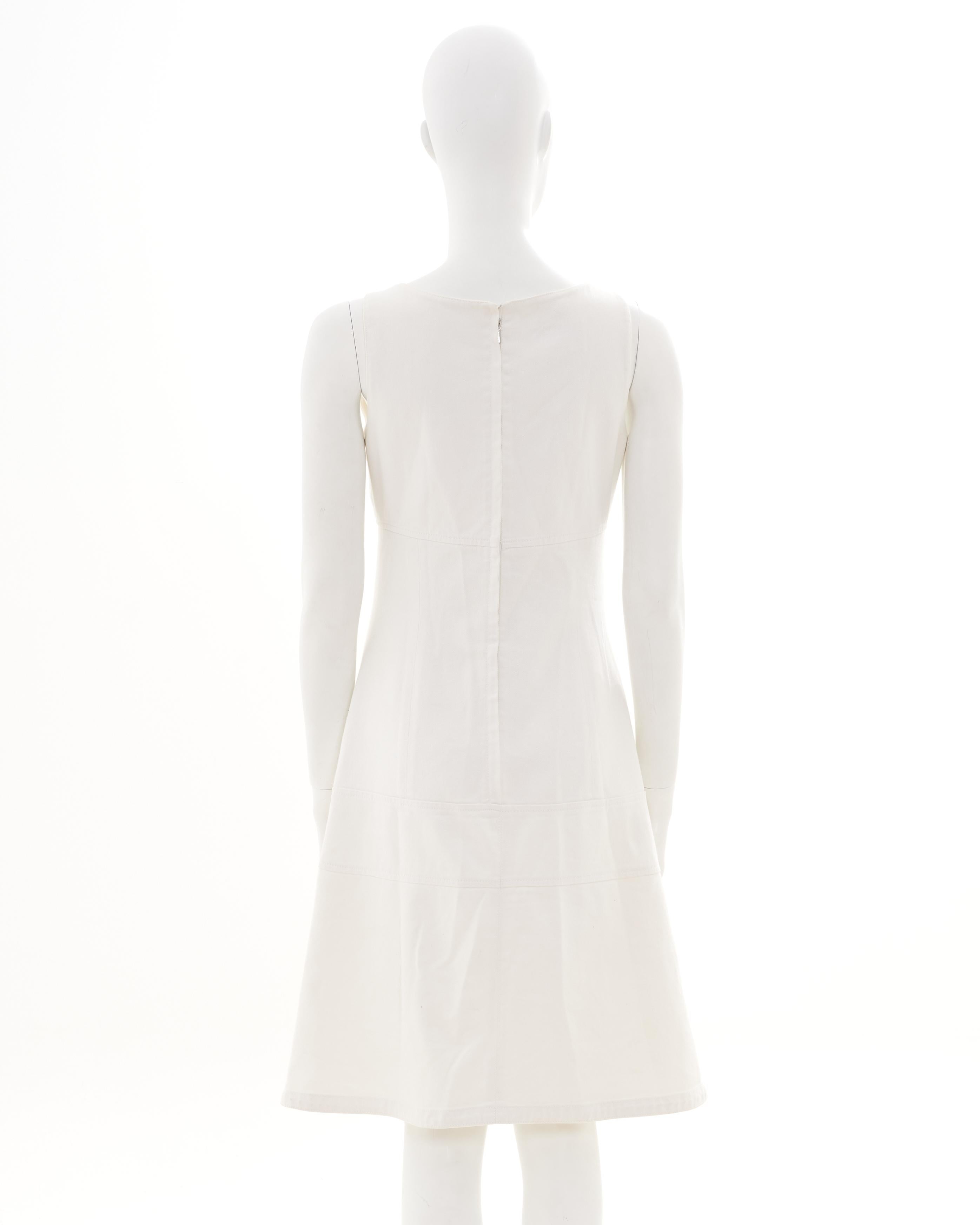 Gray Chanel by Karl Lagerfeld Cruise 2004 White Cotton Sleeveless Midi Dress For Sale