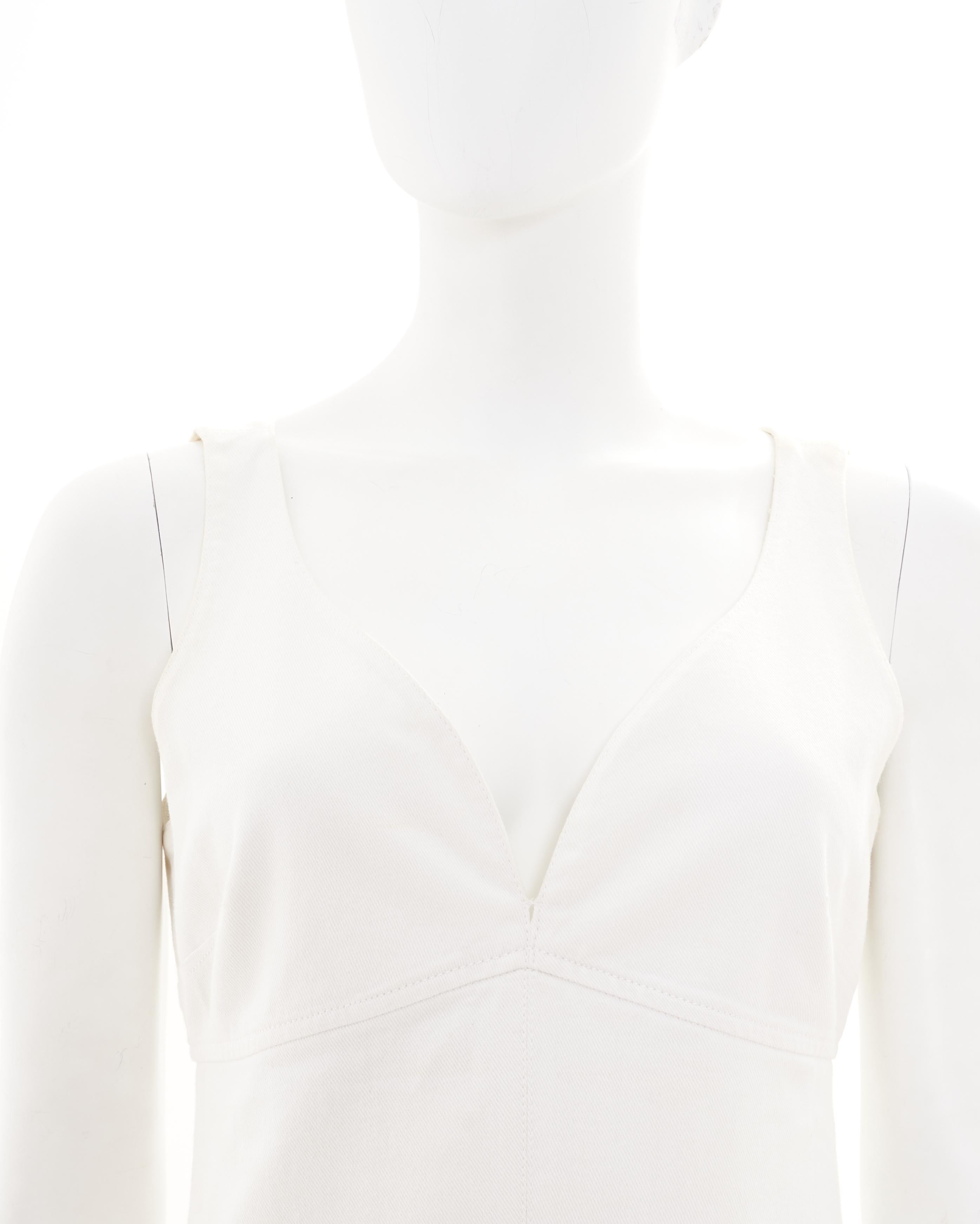 Women's Chanel by Karl Lagerfeld Cruise 2004 White Cotton Sleeveless Midi Dress For Sale