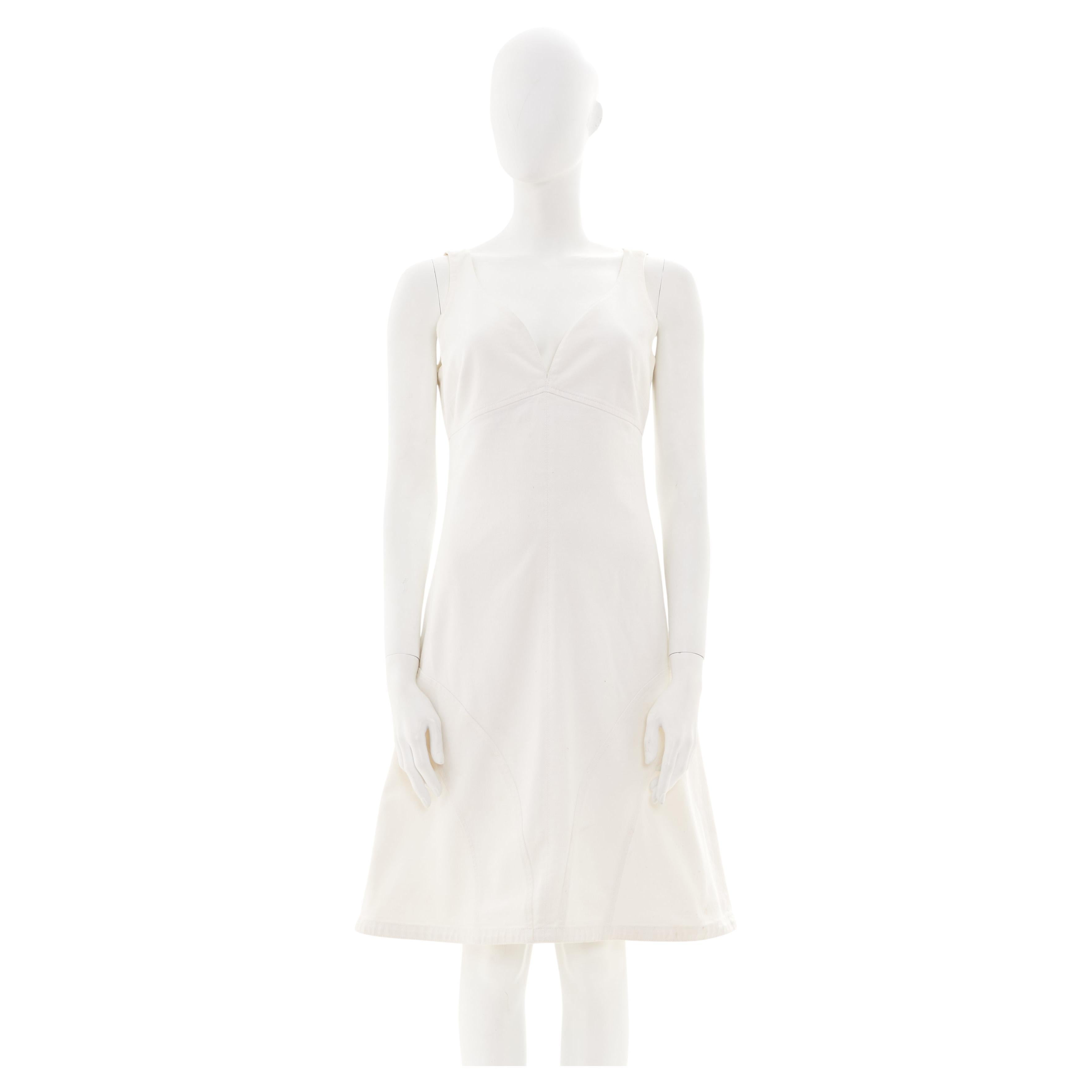 Chanel by Karl Lagerfeld Cruise 2004 White Cotton Sleeveless Midi Dress For Sale