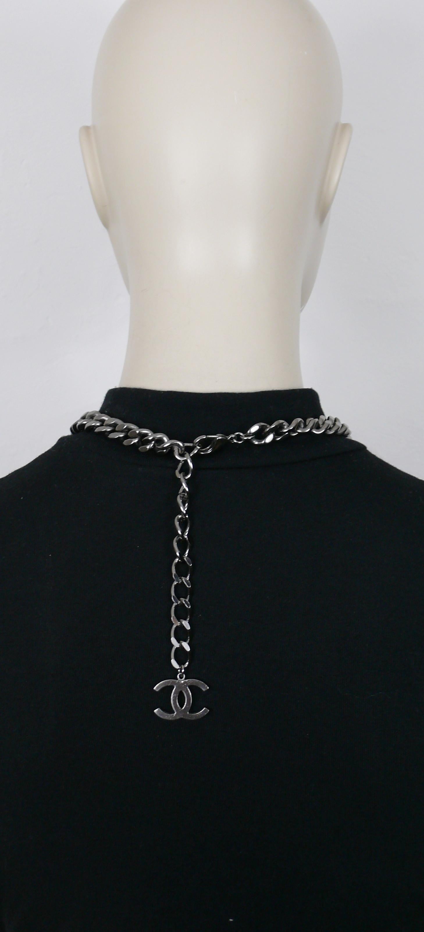 CHANEL by KARL LAGERFELD Curb Link Chain ID Logo Necklace, Spring 2015 For Sale 9