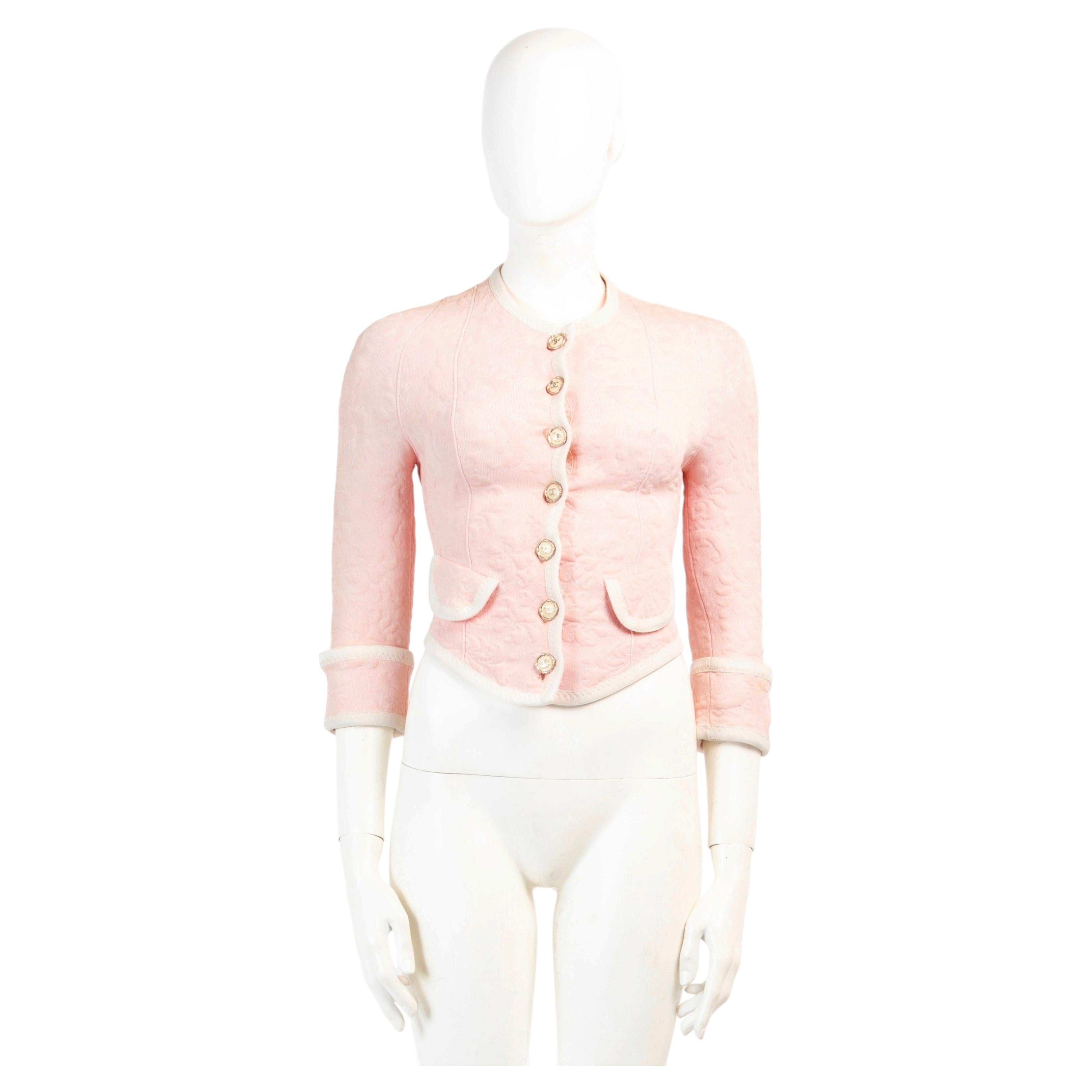 Chanel by Karl Lagerfeld Early 2000s Pink Textured Cropped Jacket
