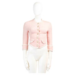 Chanel by Karl Lagerfeld Early 2000s Pink Textured Cropped Jacket
