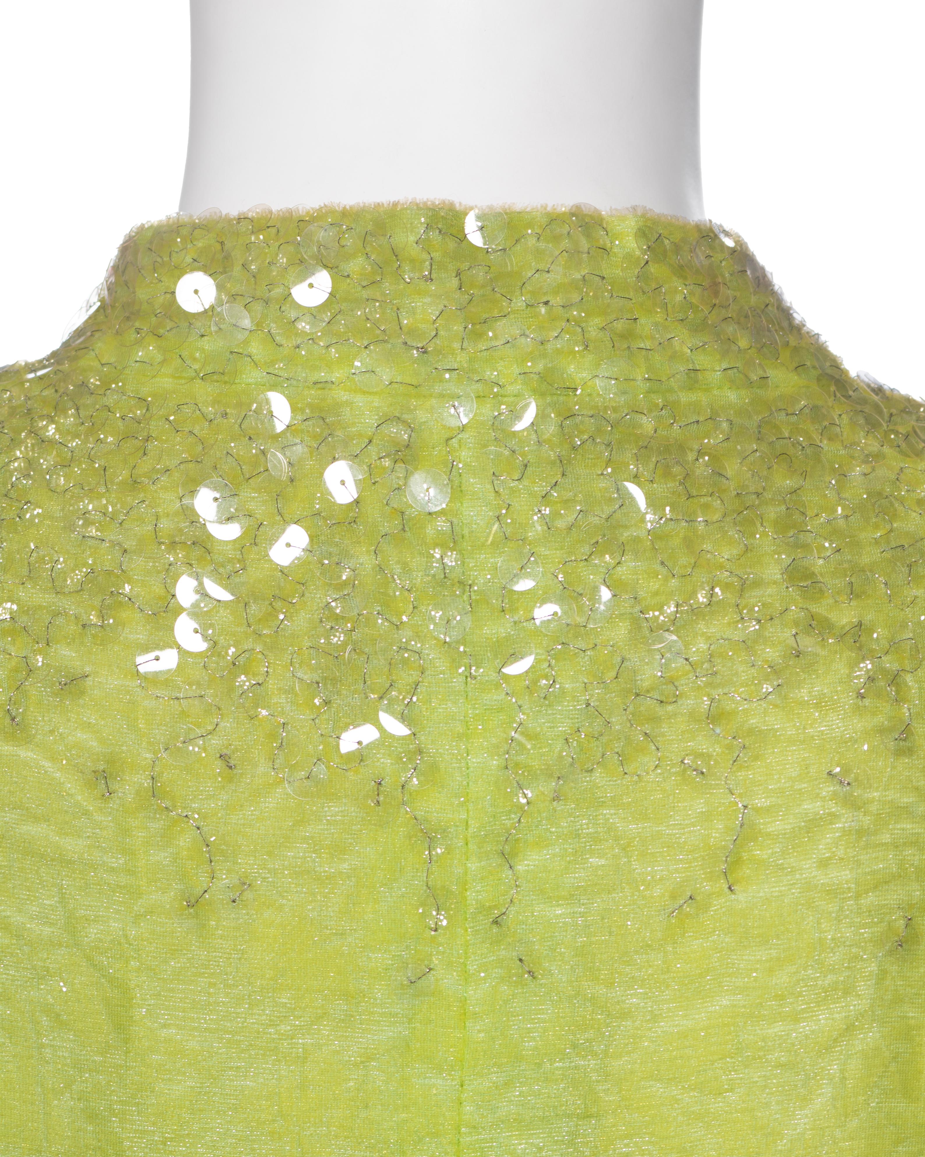 Chanel by Karl Lagerfeld Embellished Lime Green Velvet Dress and Jacket, ss 1997 For Sale 15