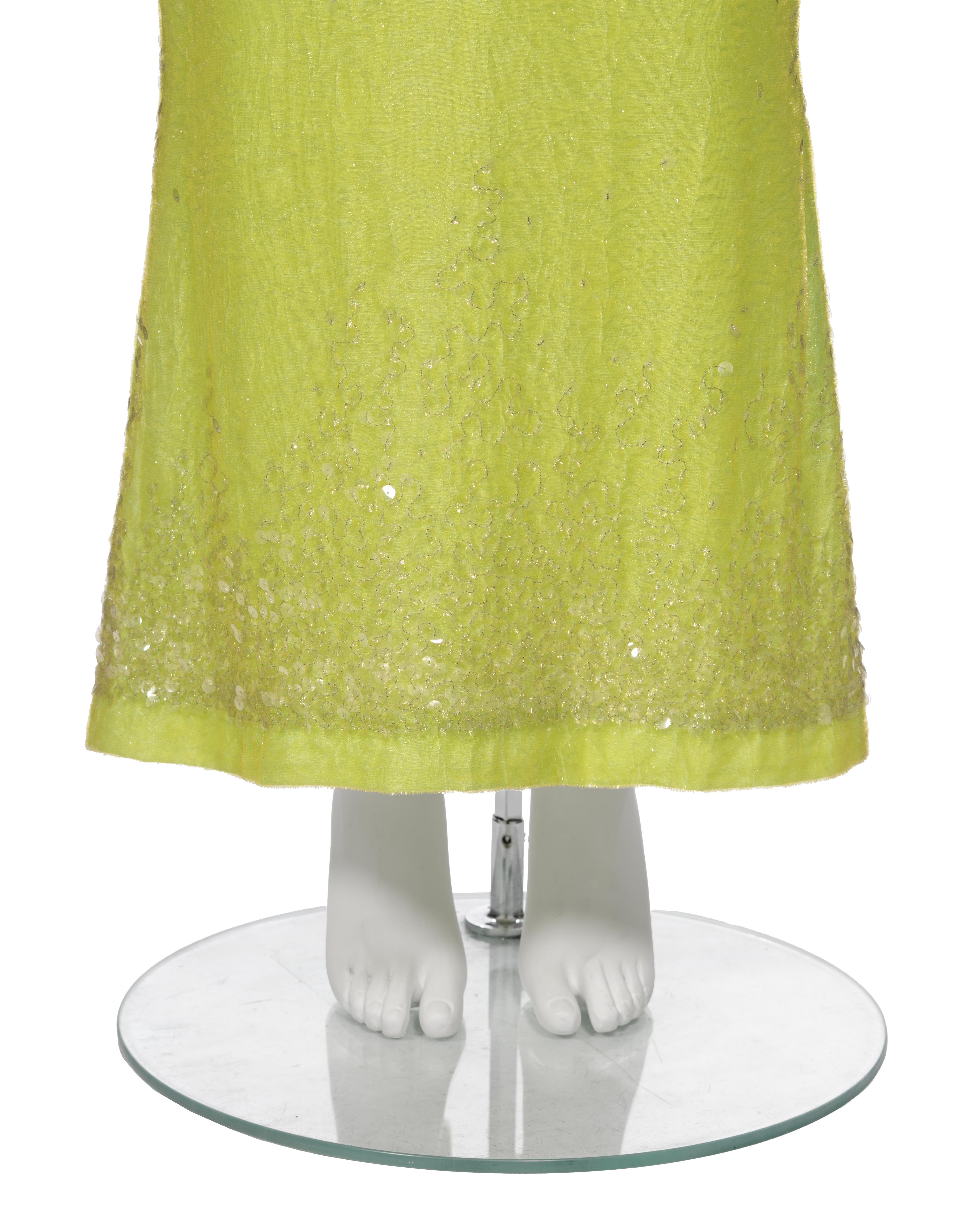 Chanel by Karl Lagerfeld Embellished Lime Green Velvet Dress and Jacket, ss 1997 For Sale 2