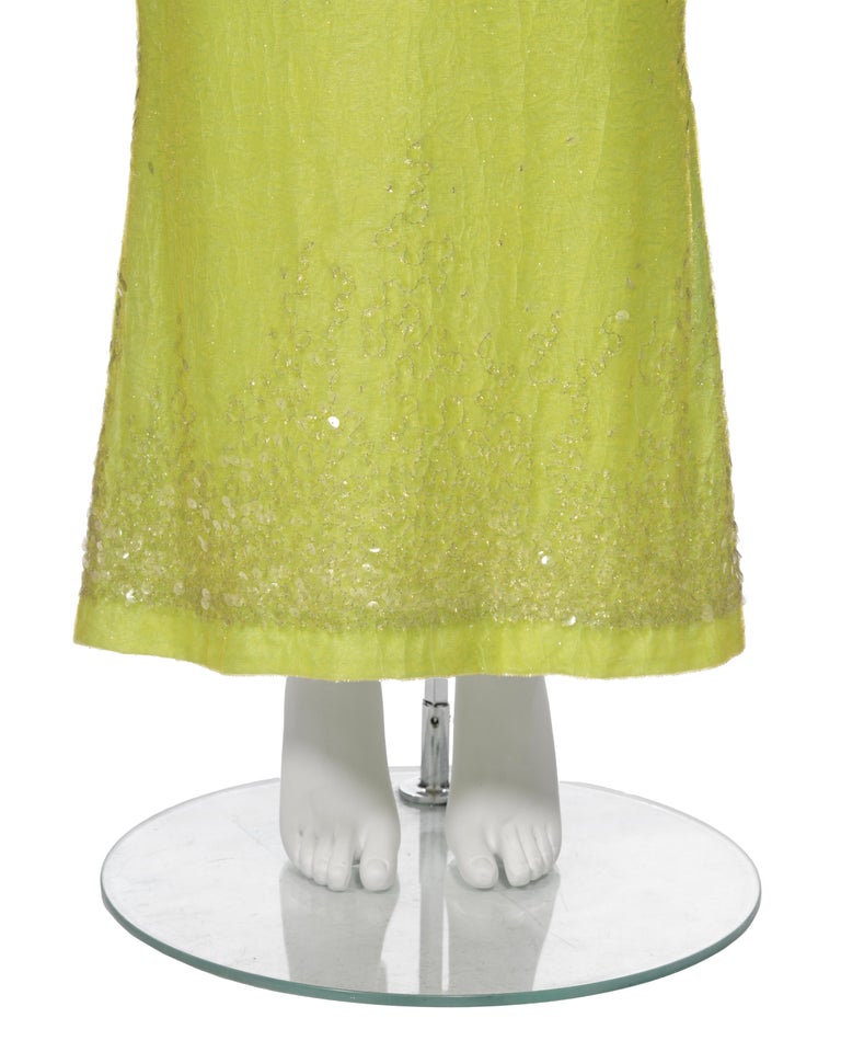 Chanel by Karl Lagerfeld Embellished Lime Green Velvet Dress and Jacket, SS 1997